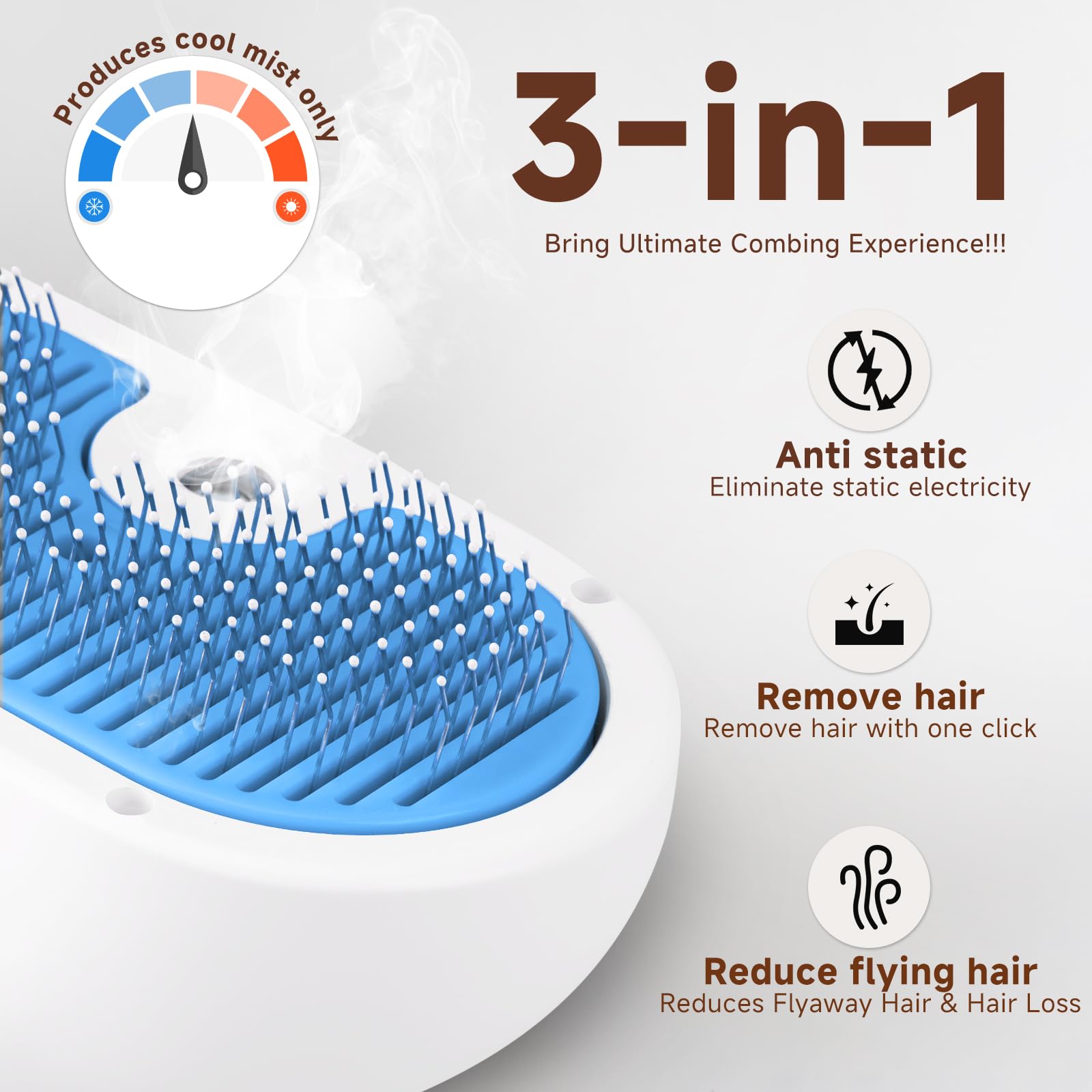 Pet Steam Brush for Dog & Cat - 3-in-1 Steam Grooming Brush for Shedding & Hair Removal - Pet comb leave-in serum with Mist for