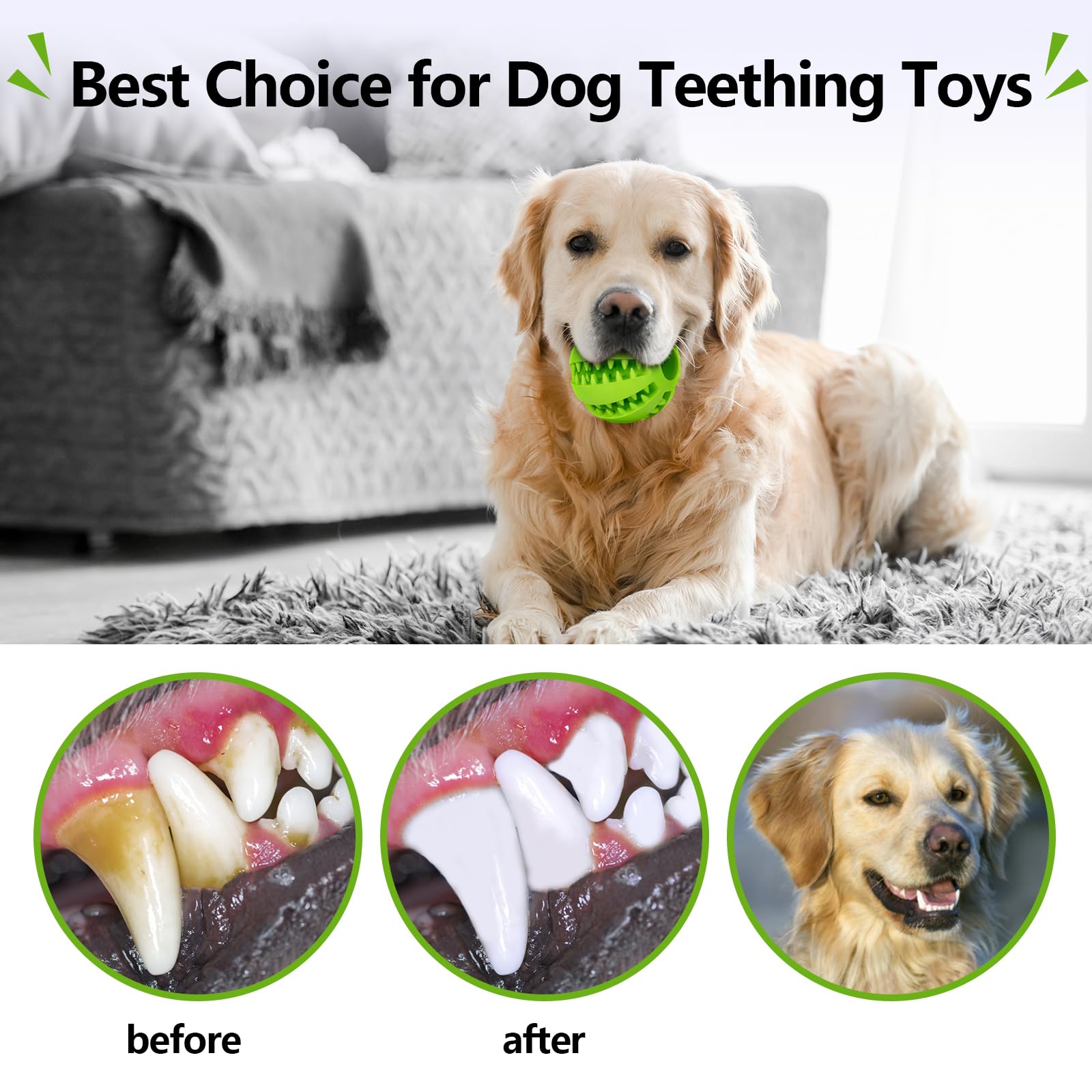 Bojafa Treat-Dispensing Dog Toys: Durable Rubber Puppy Toys For Boredom - Dog Treat Balls For Small & Medium Breed Home Use (2Pa