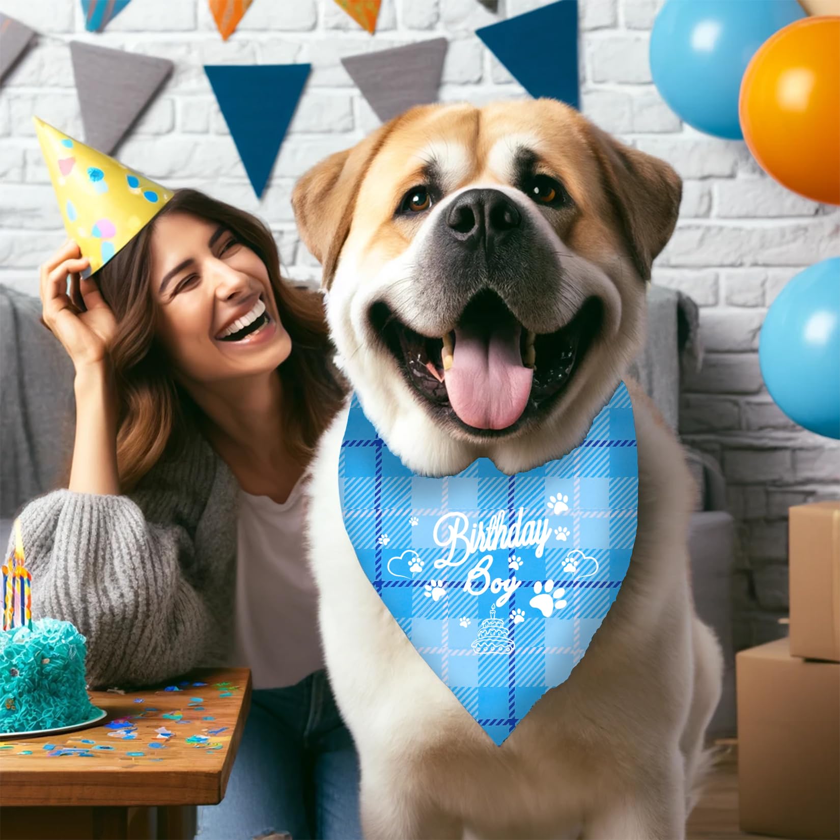 Mianoomag Birthday Boy Dog Bandana, Large Dog Birthday Bandana Boy, Premium Quality Birthday Boy Bandana Dog Scarf, Comfortable