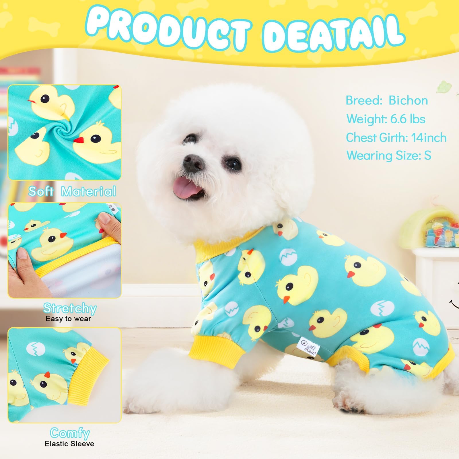 Xpudac Dog Pajamas Soft Stretchy Dog Clothes For Small Medium Dogs Pet Jumpsuit Cat Apparel-Xs