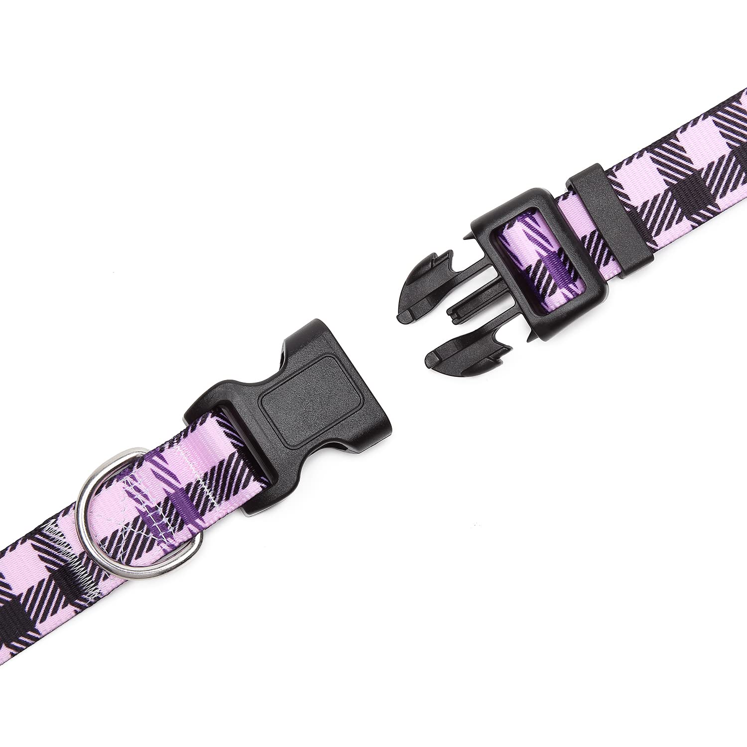 Mercano Adjustable Dog Collar - Special Design Patterns, Soft Nylon Comfortable Durable Pet Collar For Small Medium Large Dogs (M, Purple Plaid)