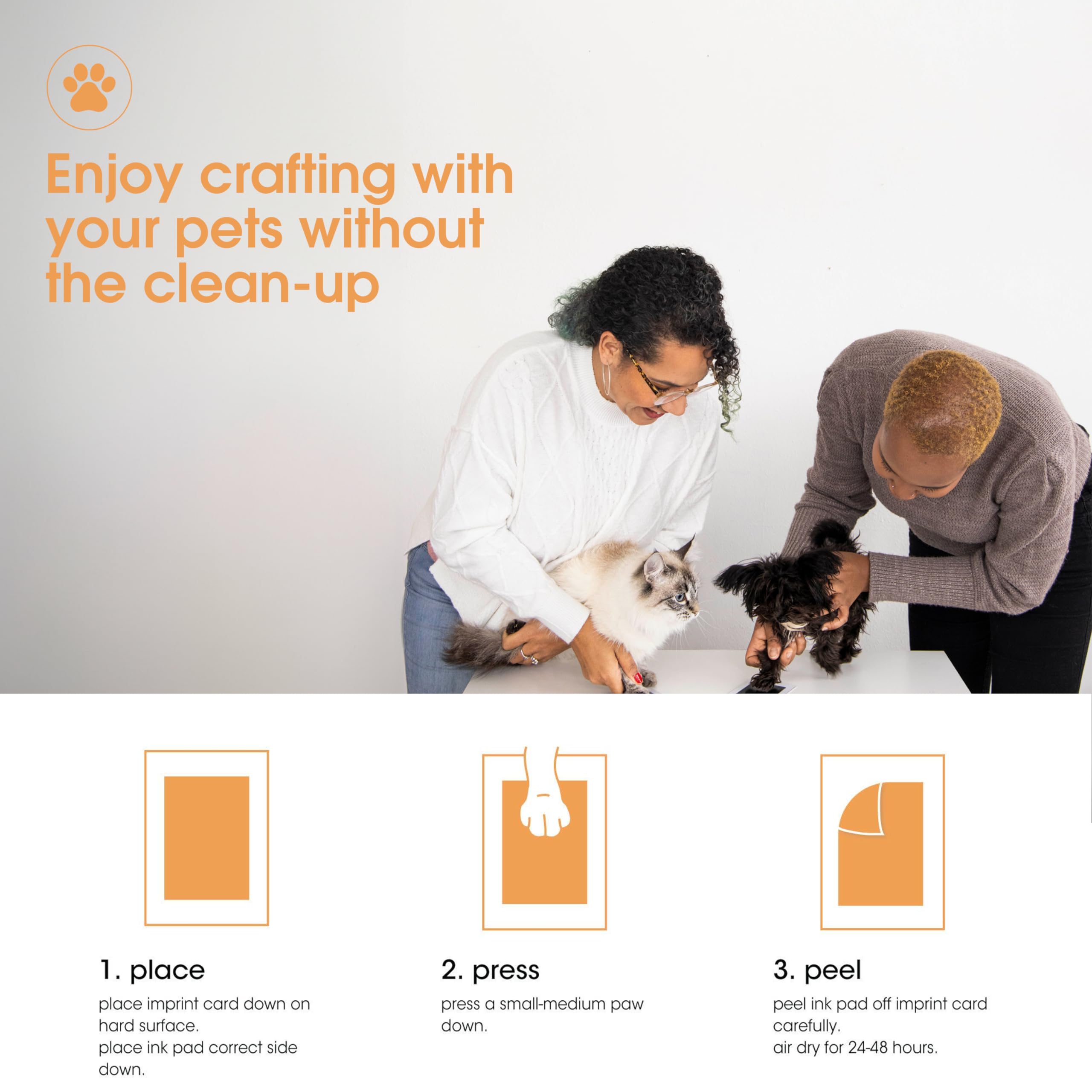 Pearhead 2-Pack Paw Print Clean-Touch Ink Pad, Cat Or Dog Pet Keepsake, Inkless Pawprint Impression Making Kit, Multi-Pack