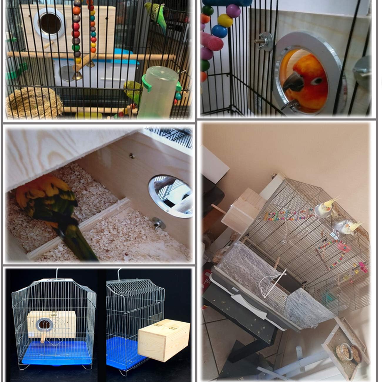 Hamiledyi 2PCS Parakeet Nesting Box Bird House Bird Nest Wood Breeding Box Parrot Mating Box for Parrot Lovebirds Cockatiel Conu