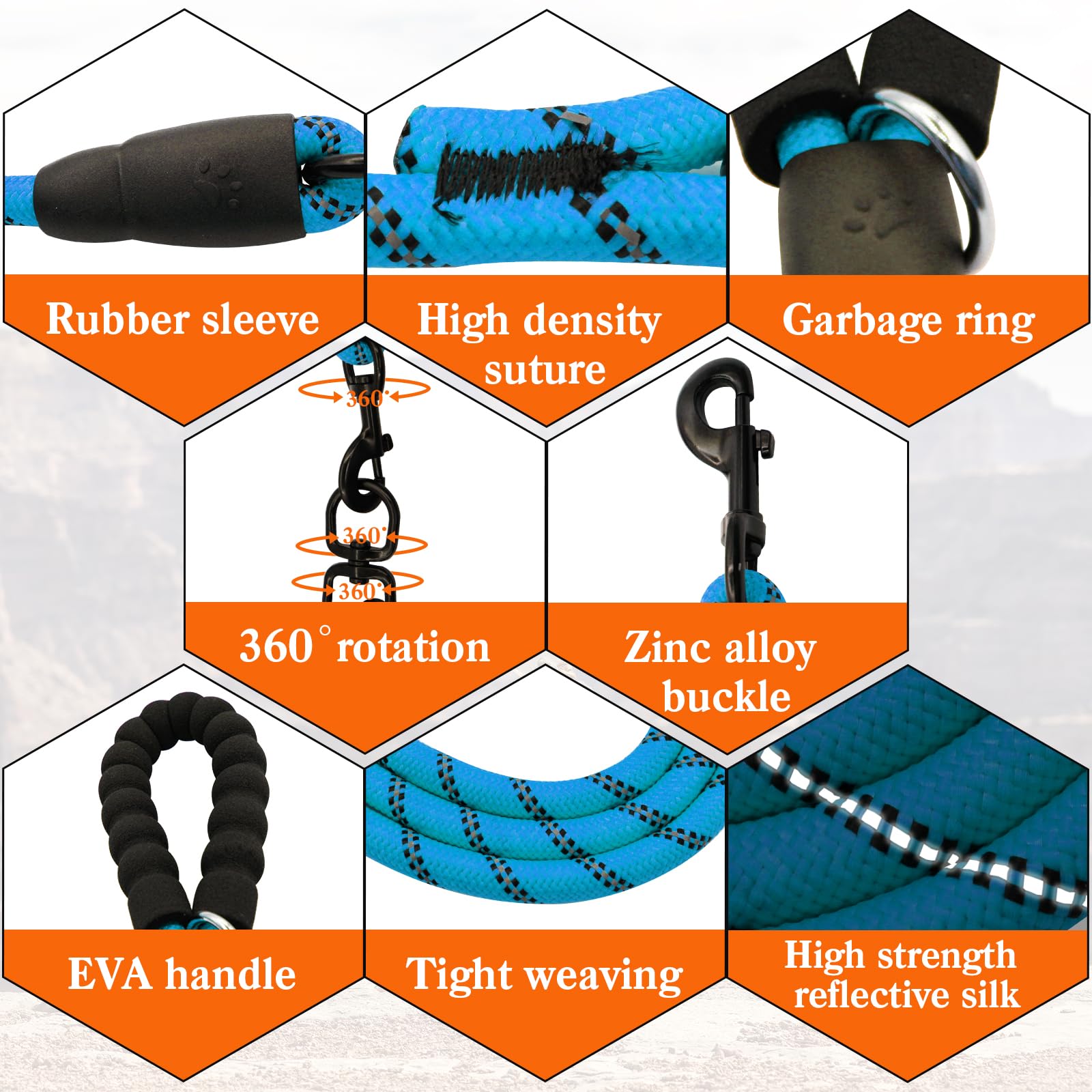 Double Leashes - 6 Way Leash For 6 Dogs With Reflective Swivel, Walking & Training