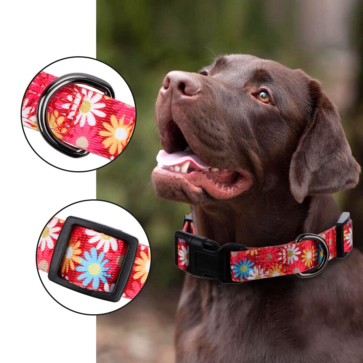 Rhea Rose Girl Dog Collars Cute Pink Daisy Collar, Spring And Summer Flower For Medium Dogs