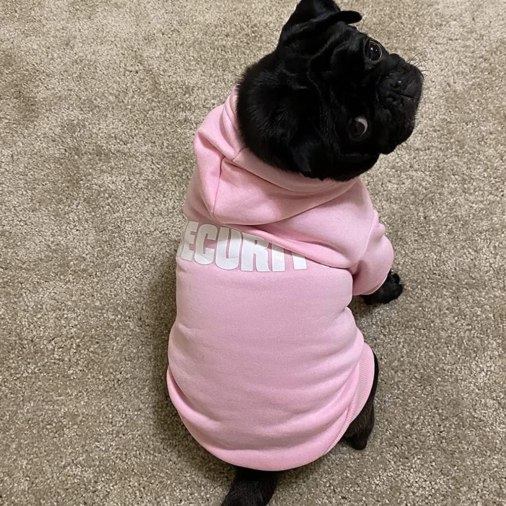Bingpet Security Dog Hoodies Puppy Sweater Cold Weather Dog Coats Soft Brushed Fleece Pet Clothes Hooded Sweatshirt For Dog Cat Pink Xl