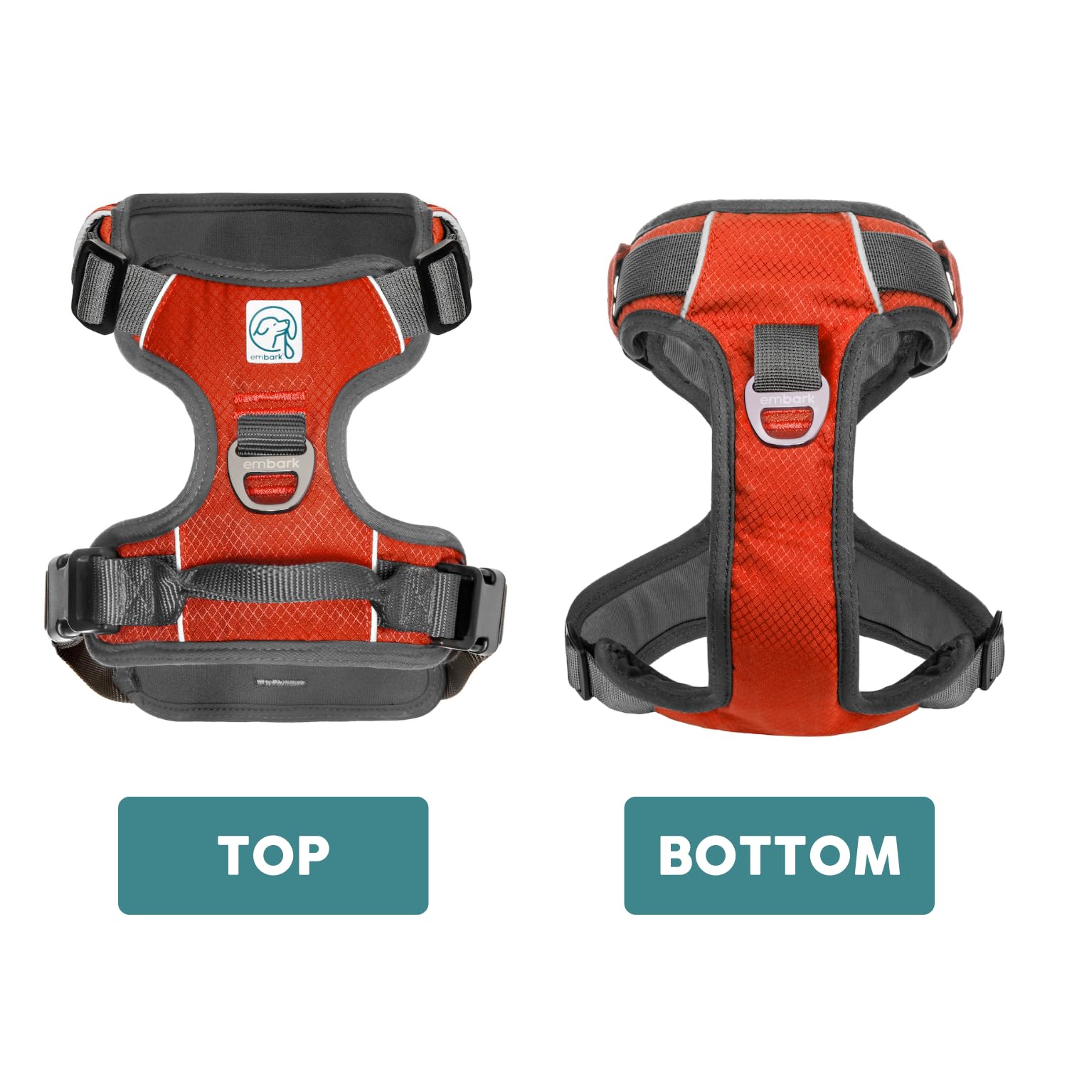 Embark Adventure Xl Dog Harness No-Pull Dog Harnesses For Extra Large, Medium And Small Dogs. 2 Leash Clips, Front & Back With Control Handle, Adjustable Orange Dog Vest, Soft & Padded For Comfort