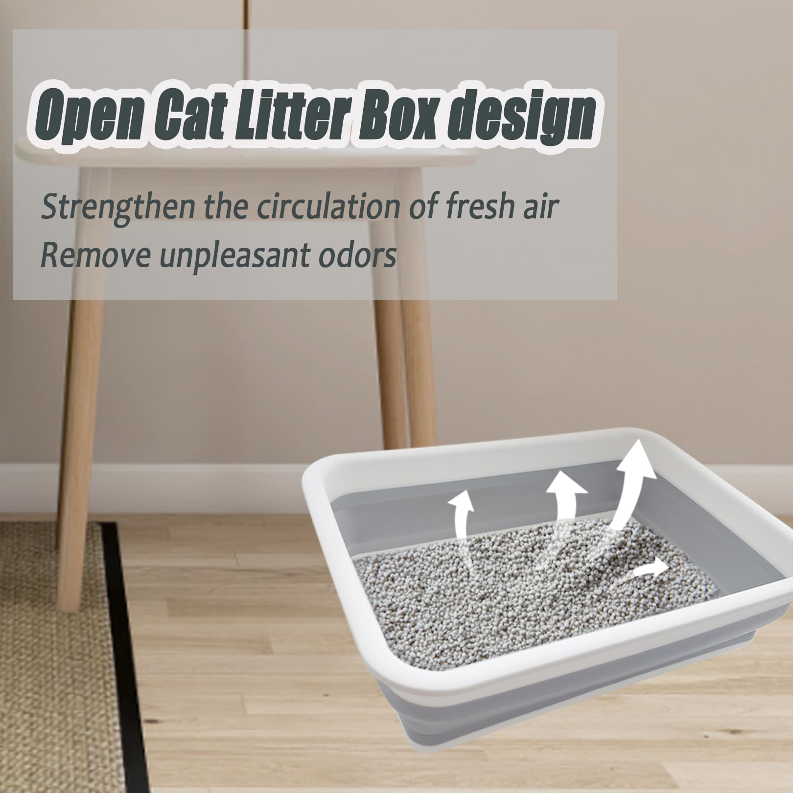 Chuyouan Collapsible Small Cat Litter Box, 14.6 X 10.6 X 4.8 Inch Open Waterproof Low Entry Kitten Potty Pan Semi-Enclosed Pet T