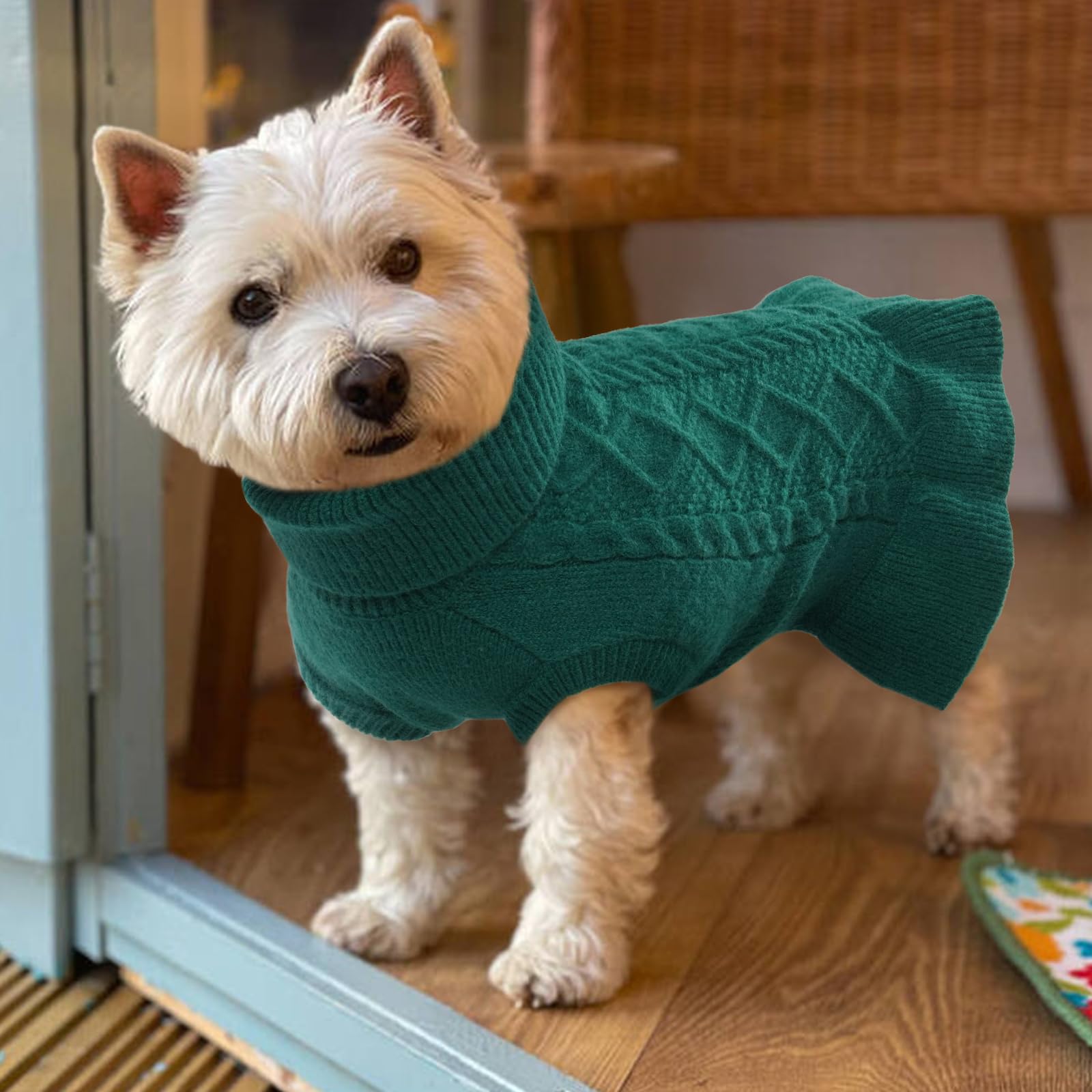 Lelepet Medium Dog Sweaters for Girls Dog Sweater Dress Dog Sweaters for Medium Dogs Turtleneck Pullover Dog Knitwear Cable Knit