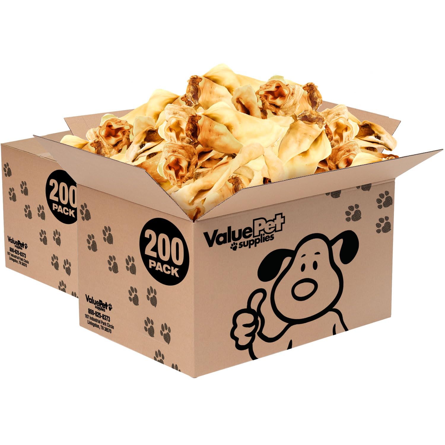 ValueBull Cow Ears, Varied Sizes/Shapes, 400 Count Wholesale Pack - All Natural Dog Treats, 100% Angus Beef, Single Ingredient, 