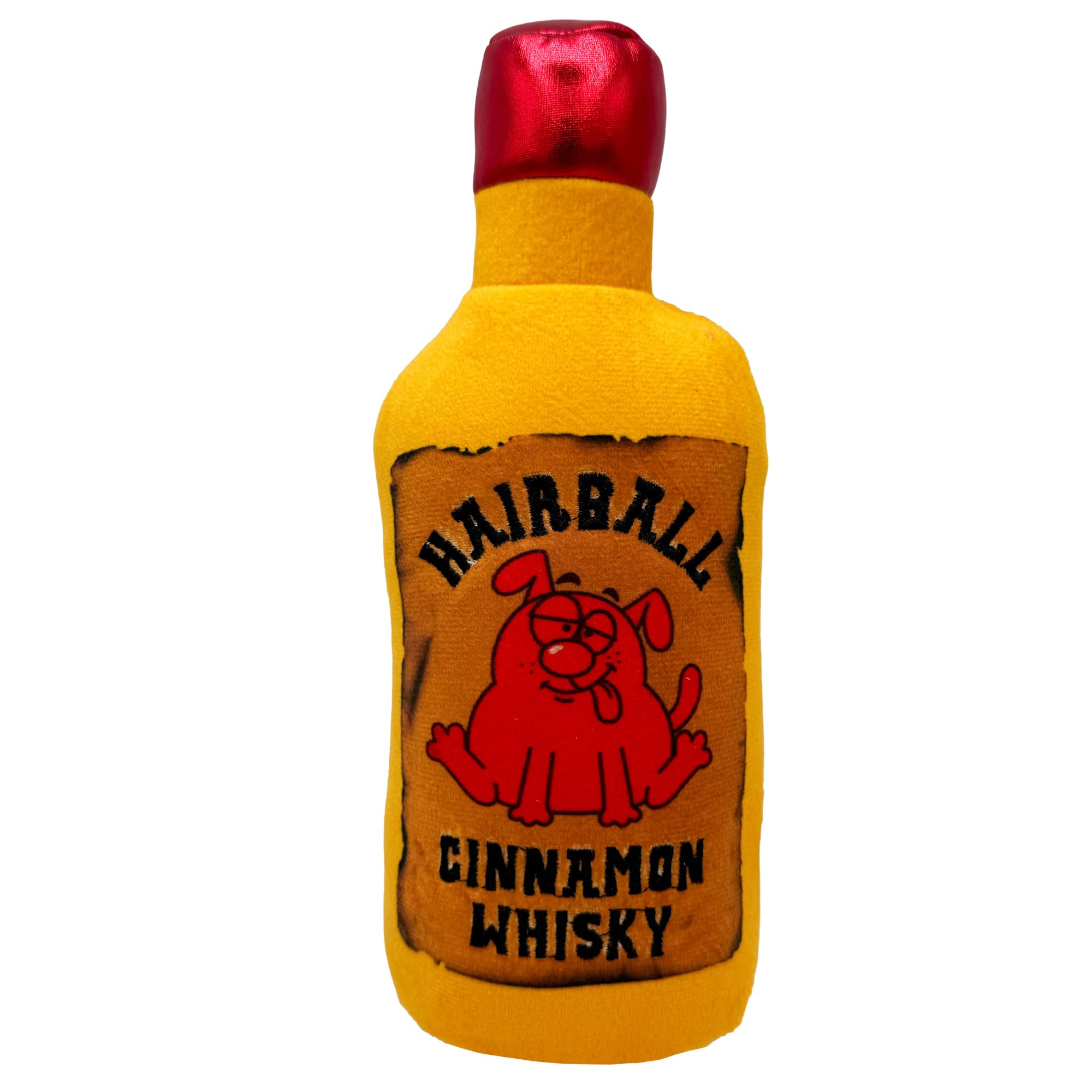 Huxley & Kent For Dogs - Hairball Cinnamon Whiskey (Small) - Yappy Hour Power Plush With Squeaker - Funny Dog Toy - H&K Squeaky 