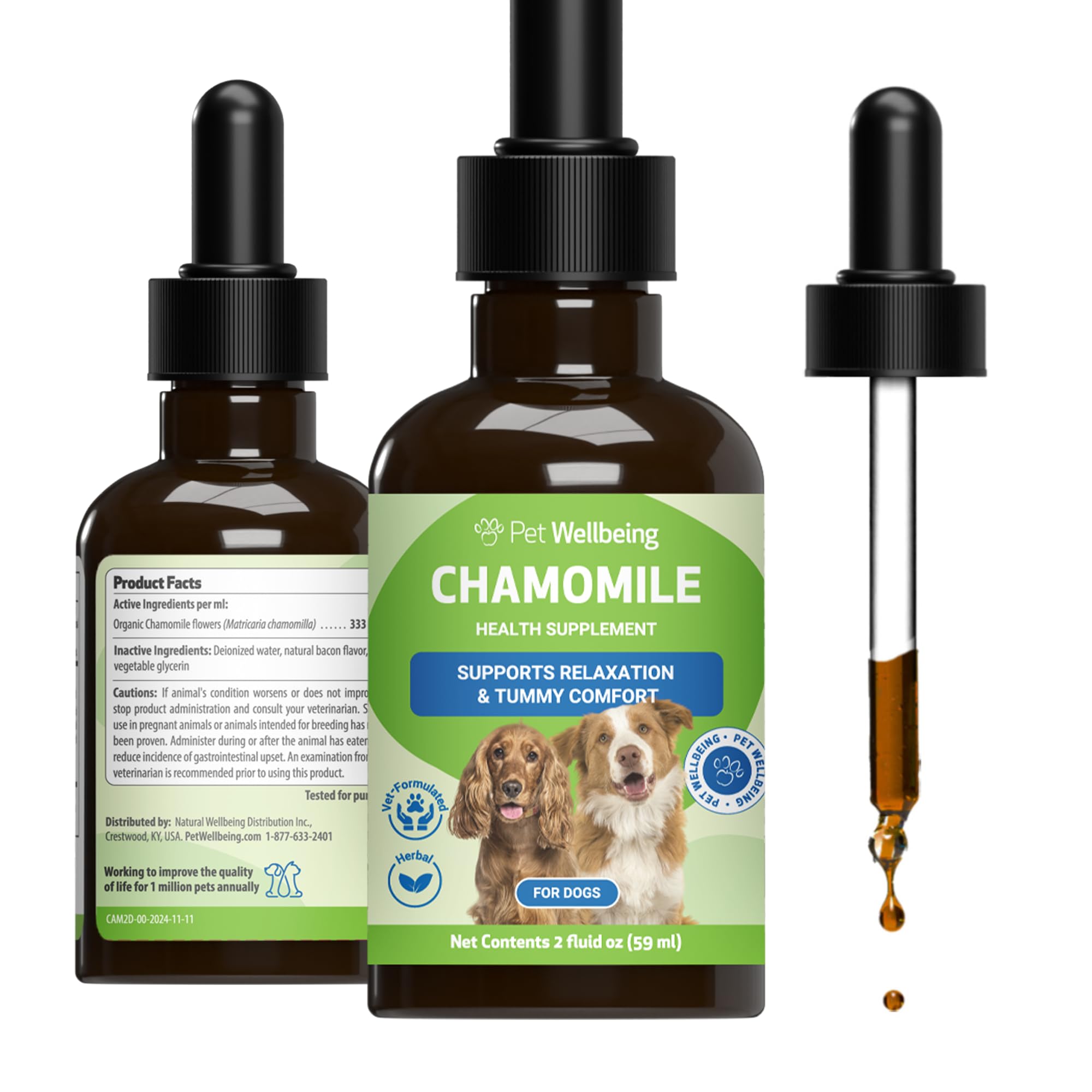 Pet Wellbeing Chamomile for Dogs - Organic Single Herb Supplement - Gentle Digestive Support, Holistic Calming - Pure Chamomile 