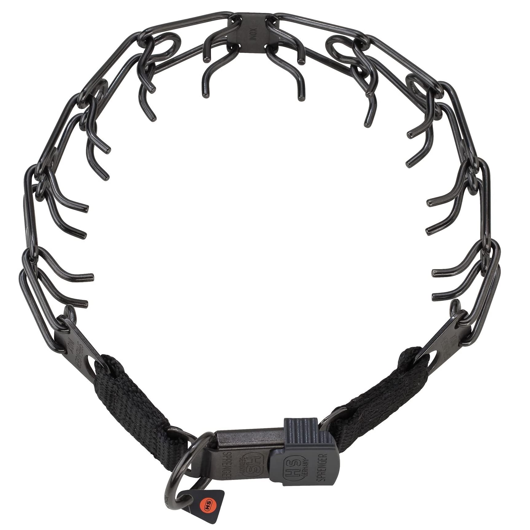 Herm Sprenger Black Stainless Steel Prong Collar With Buckle For Dogs, 3.2Mm Large