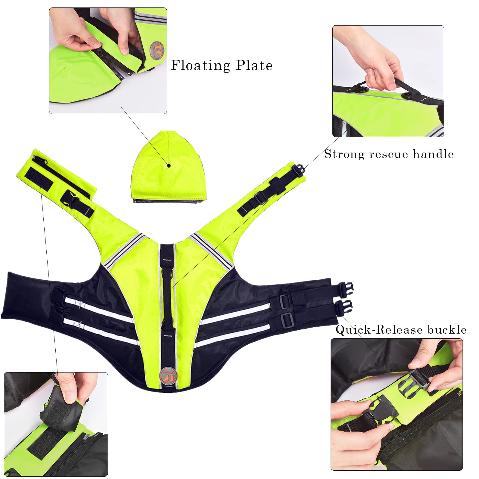 Dog Life Jacket, French Bulldog Life Vest For Swimming Boating, Dog Swim Vest With Chin Float And Rescue Handle, High Flotation