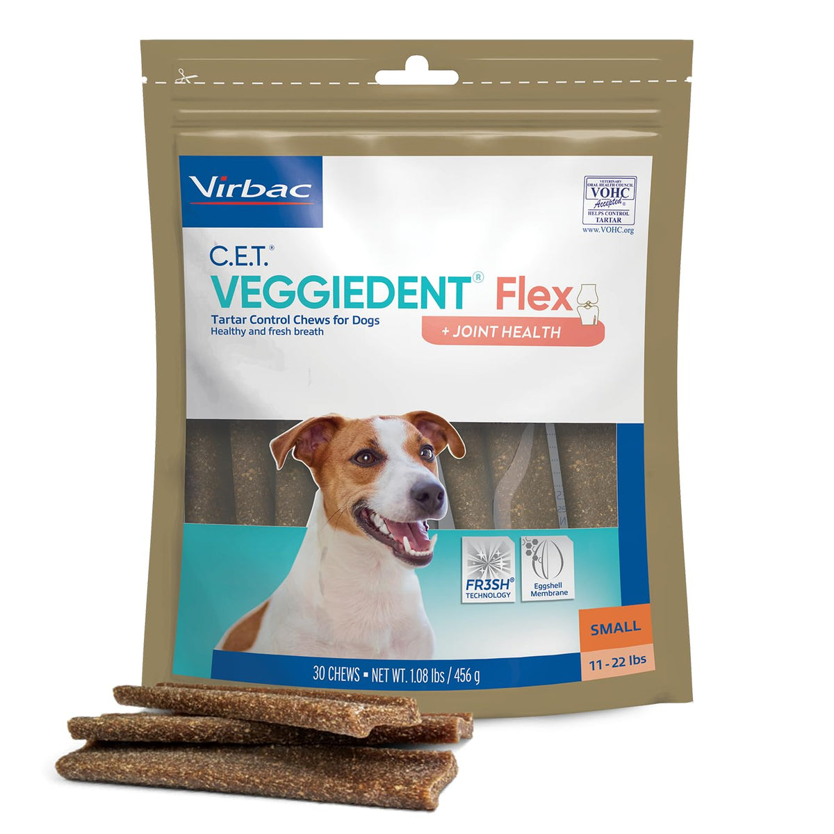 Virbac C.E.T. Veggiedent Flex Tartar Control Chews For Dogs - Small