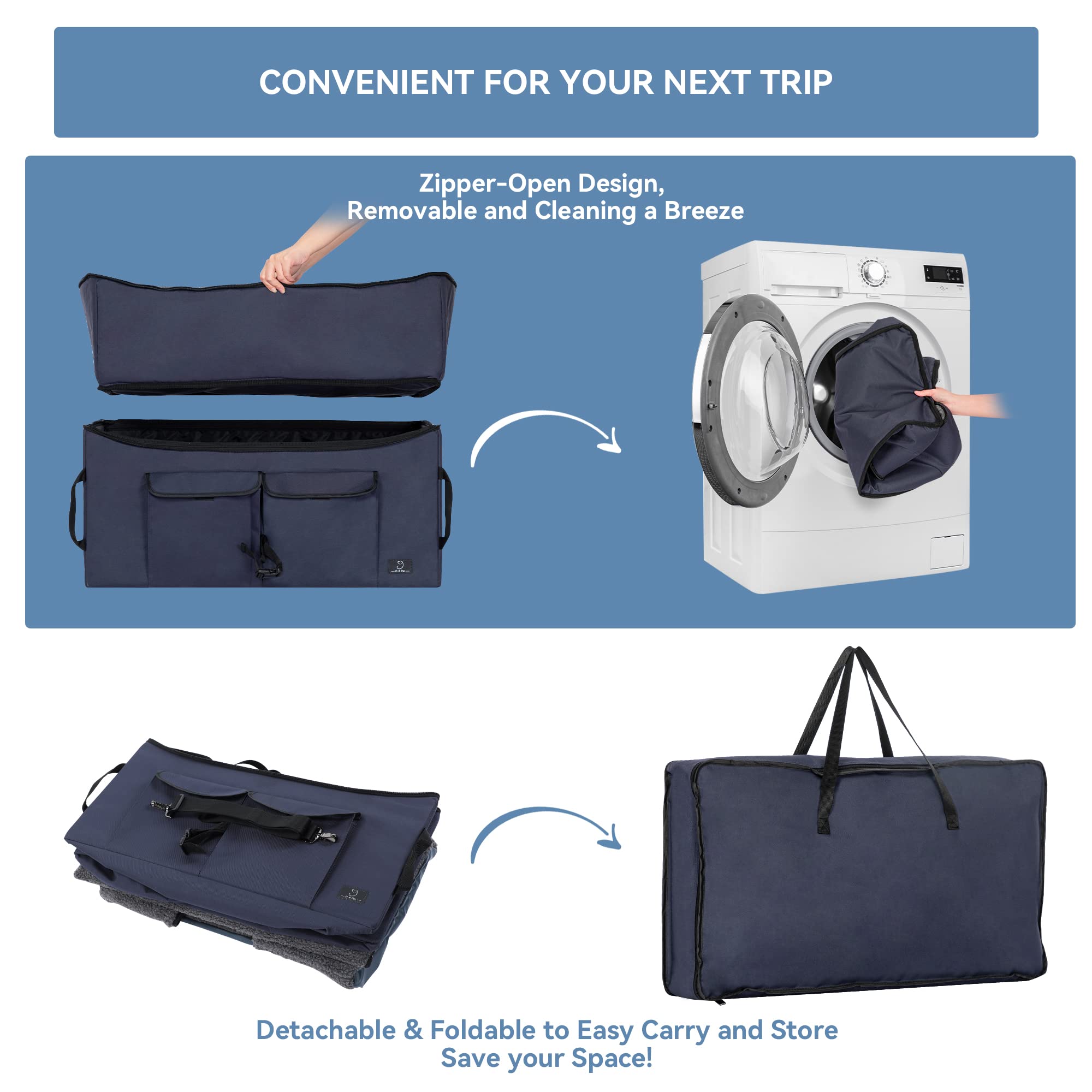 A4Pet Dog Car Seat Medium Large Size Dog - Large Dog Car Seat For 2 Dogs Large Dogs With Washable Cover, Safety Leashes, Storage Pockets - Pet Car Seat, Dog Booster Car Seat - Foldable & Portable