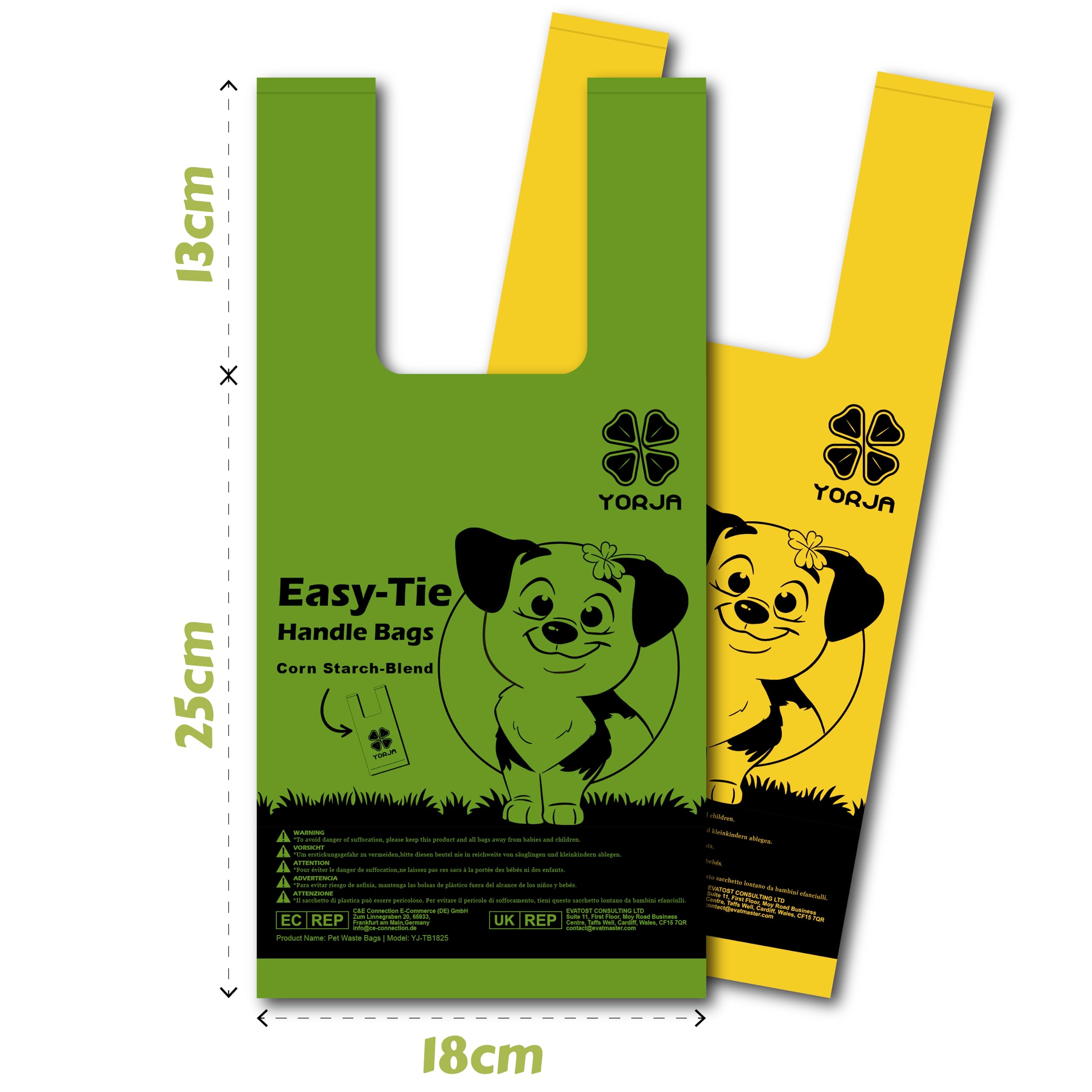 Yorja Tie Handles Dog Poop Bags, 440 Pet Waste Bags, Thick And Strong 100% Leak-Proof Easy Tie Up Doggy Bags