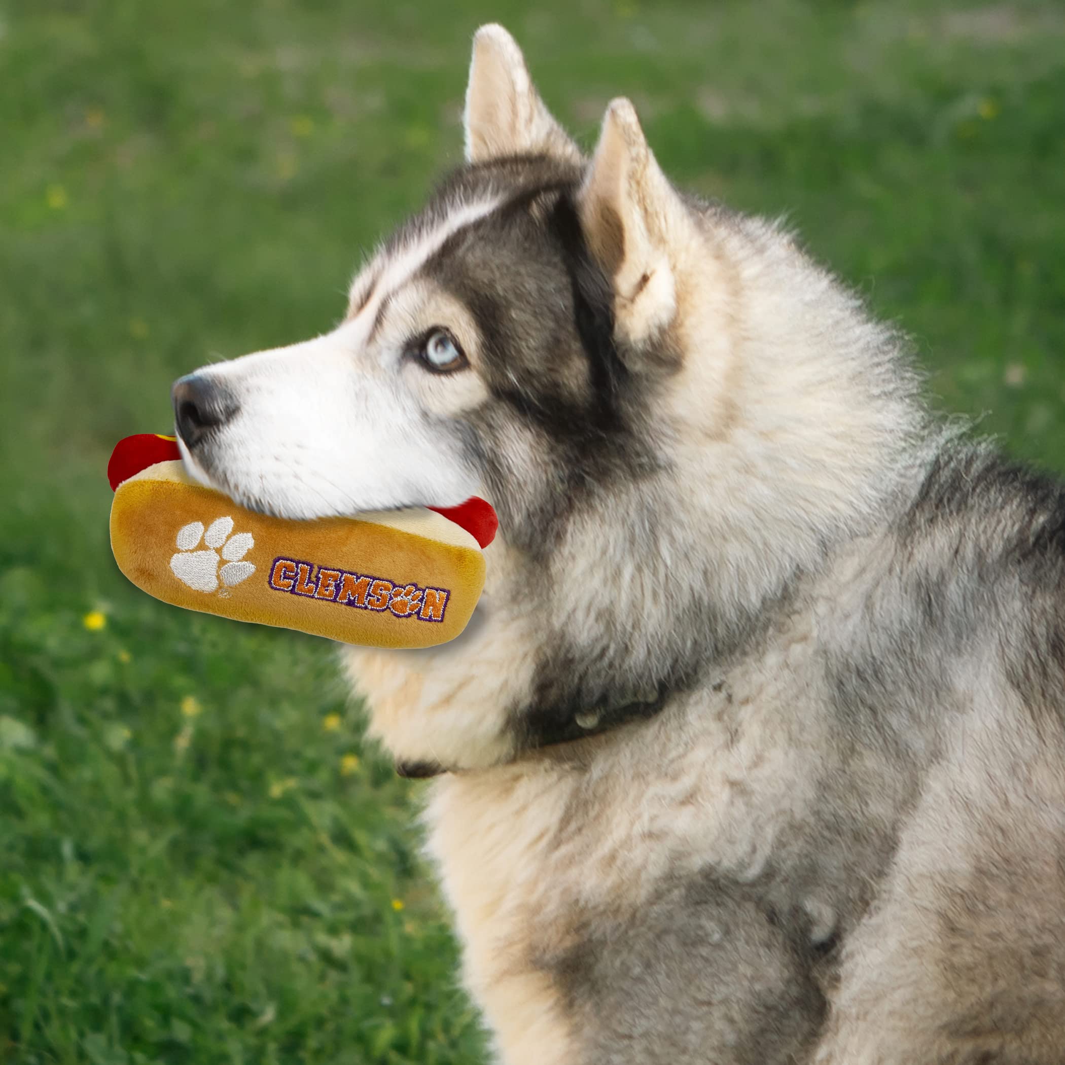 Pets First Ncaa Clemson Tigers Hot Dog Plush Dog & Cat Squeak Toy- Cutest Hot-Dog Snack Plush Toy For Dogs & Cats With Inner Squ