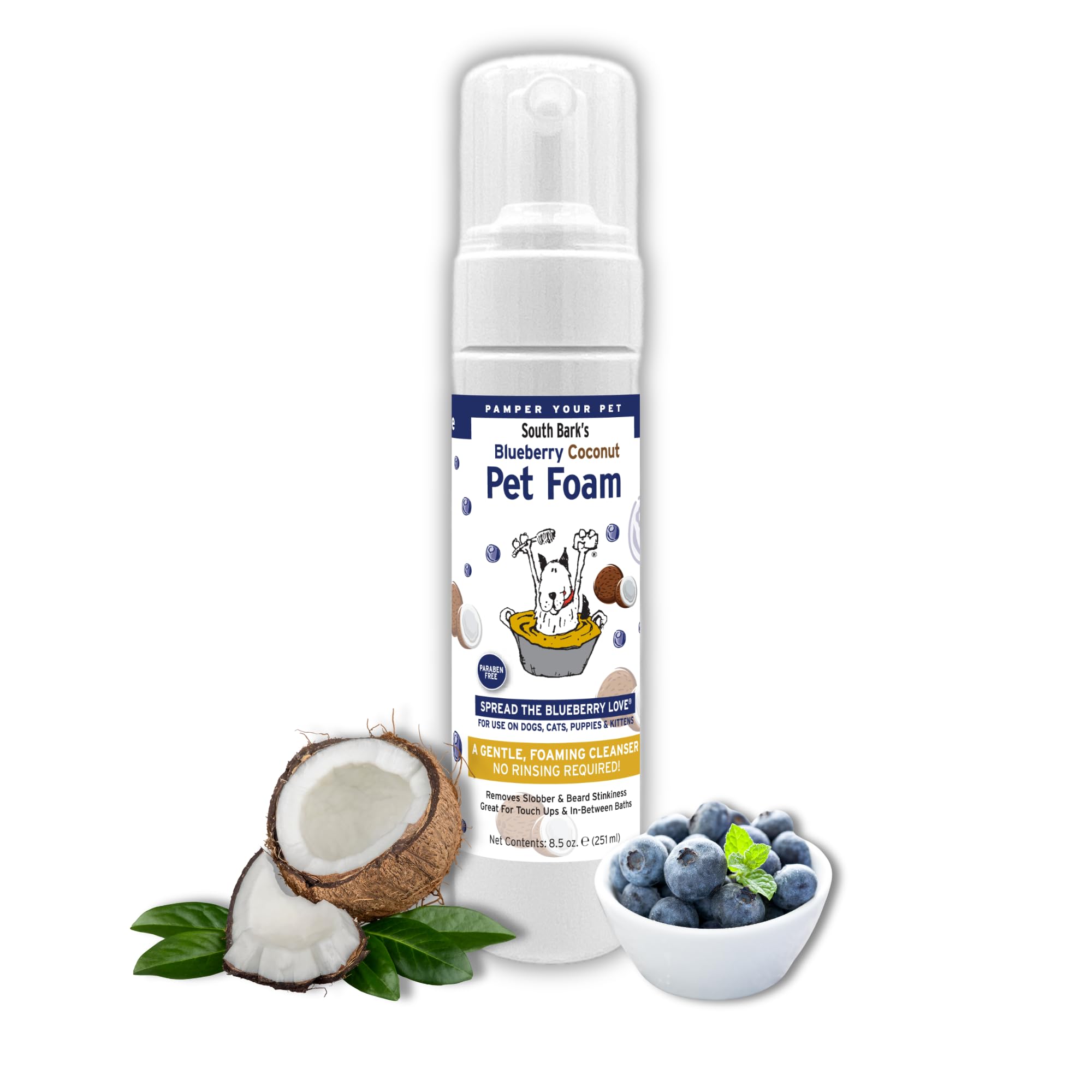 Showseason Blueberry-Coconut Pet Face Foam Cleanser For Dogs And Cats 8.5 Oz. | No Rinsing Required | Easy Cleaning | Biodegrada
