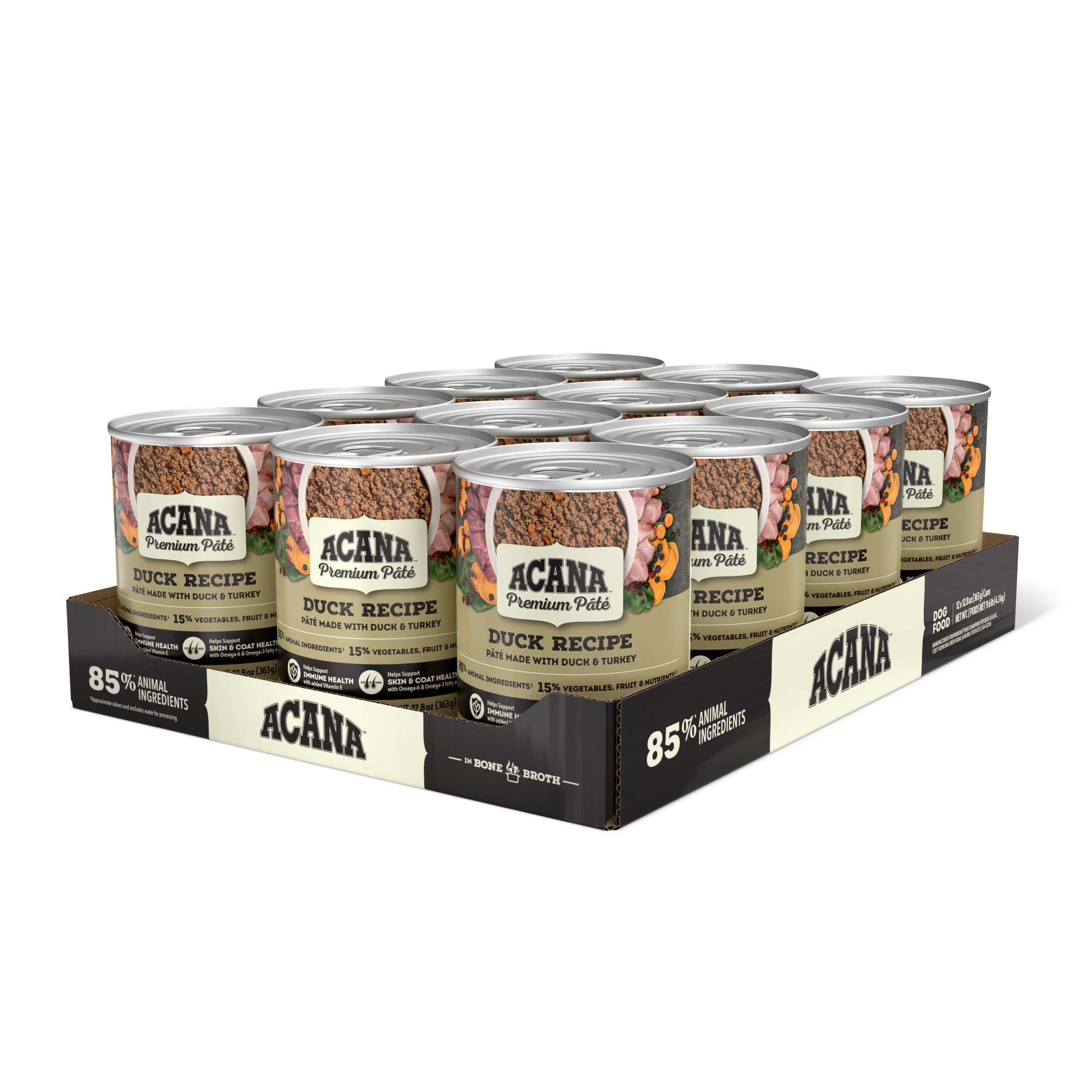 ACANA Premium Pate in Bone Broth Grain-Free Wet Dog Food Duck Recipe 12.8oz Cans (12 Count)