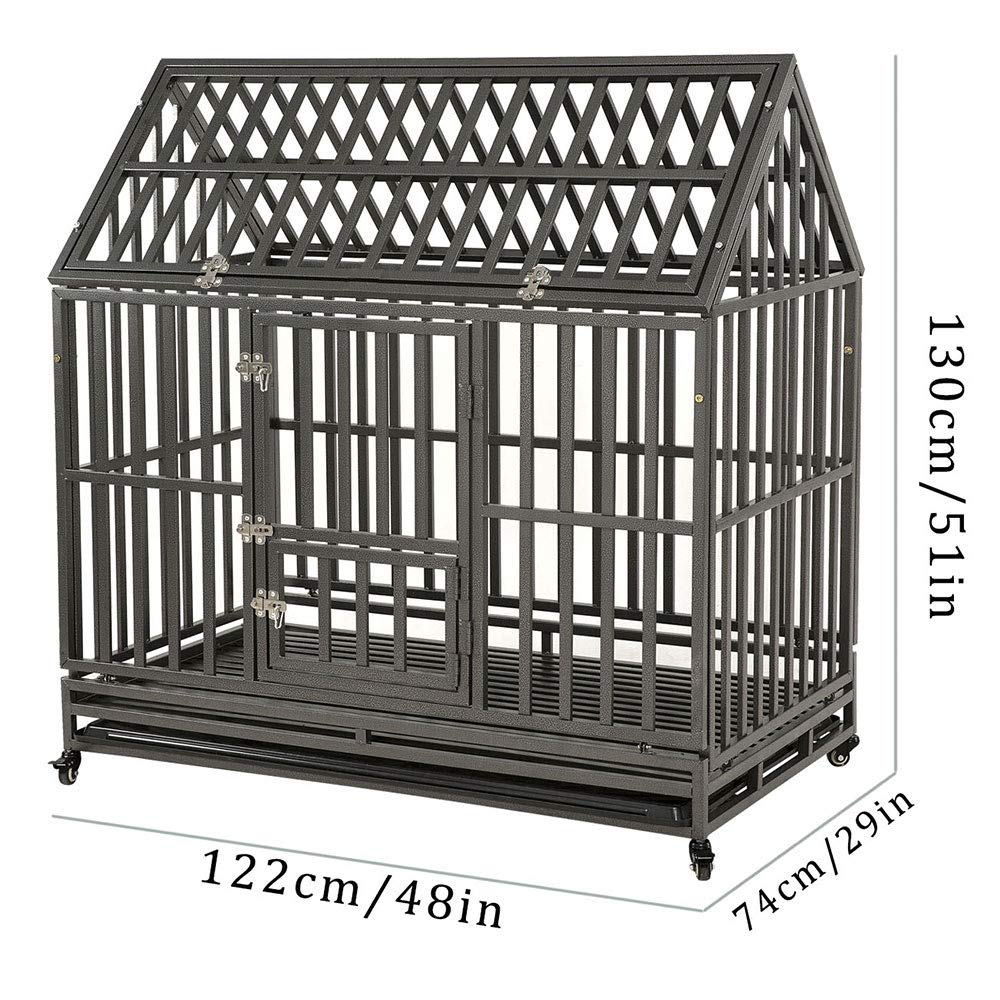 Kelixu 48'' Heavy Duty Dog Crate Large Dog Cage Dog Kennels And Crates For Large Dogs Indoor Outdoor With Double Doors, Locks An
