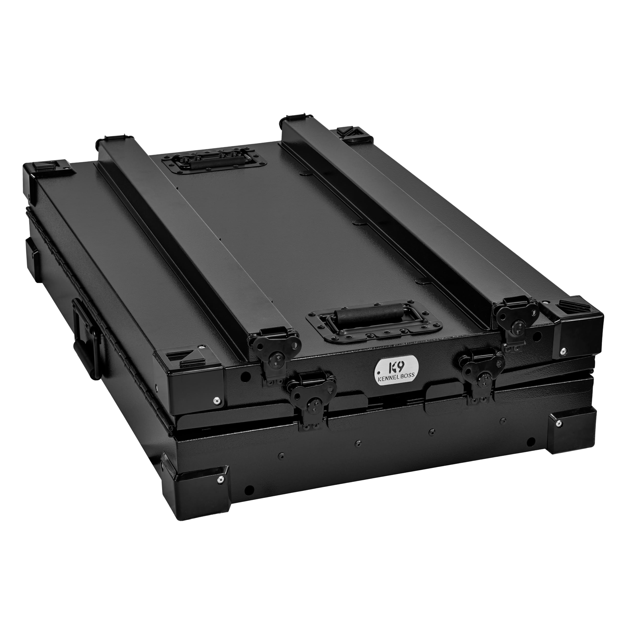 K9 Kennel Boss - Heavy Duty Fully Collapsible Powder-Coated Aluminum Dog Crate - Medium (Black)
