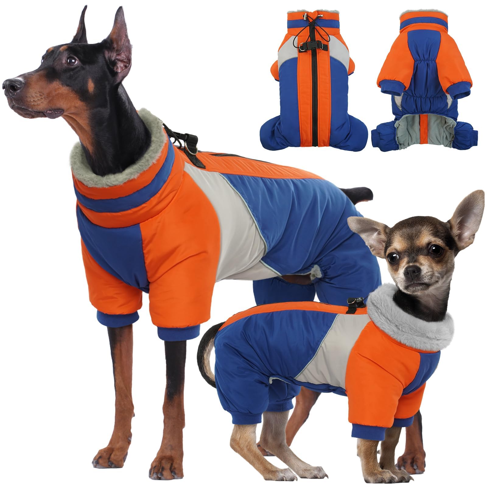 Kuoser Fullbody Dog Coat - Medium Dogs, Warm Winter Coat With Harness, Reflective, Blue L