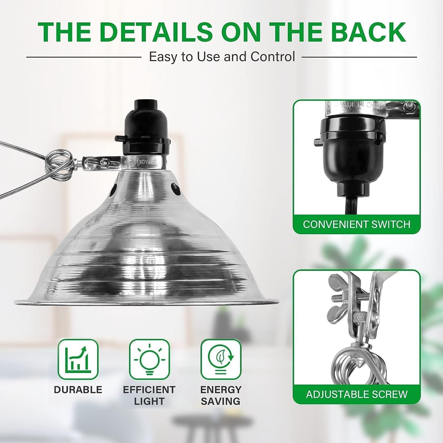 Simple Deluxe Clamp Lamp Light With 8.5 Inch Aluminum Reflector Up To 150 Watt E26 (No Bulb Included) 6 Feet 18/2 Spt-2 Cord, 6-