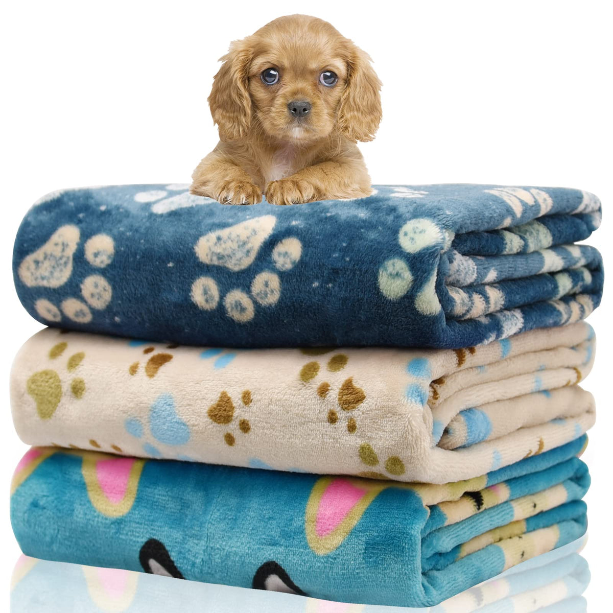 1 Pack 3 Blankets For Dogs Blankets For Medium Dogs Puppy Dog Blanket Super Soft Fluffy Premium Fleece Pet Blanket Flannel Throw For Dog Puppy Cat Paw Blanket(23X16 Inch)