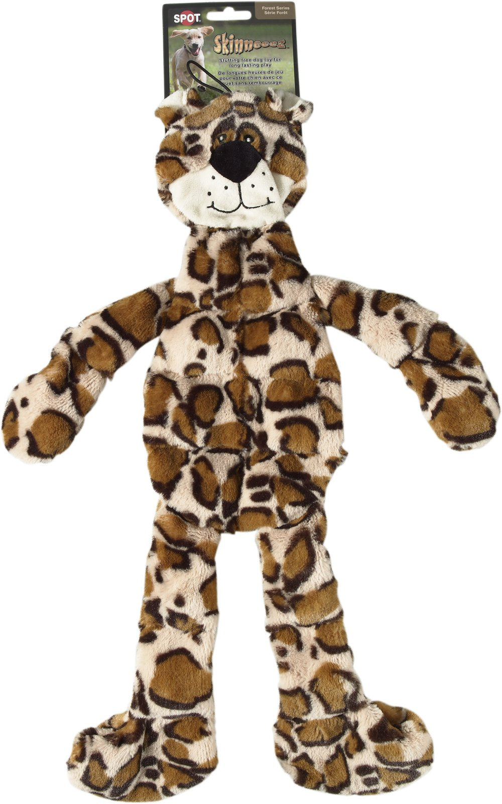 Spot Ethical Skinneeez Tons-O-Squeakers 20-Inch Stuffingless Toy For Dog (Styles May Vary), Leopard