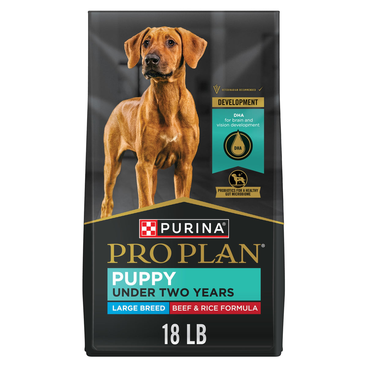 Purina Pro Plan High Protein Large Breed Puppy Food With Probiotics, Beef And Rice Formula - 18 Lb. Bag