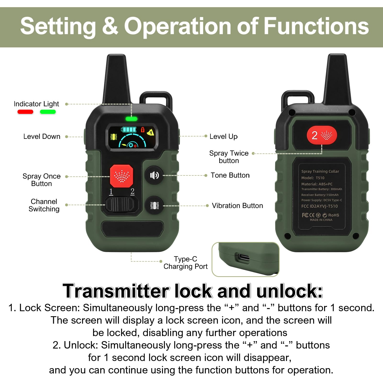 Citronella Training Collar For Dog [2*Collar, No Automatic] Citronella Dog Bark Collar With Beep/Vibration/Spray 4 Mode & 6 Adju