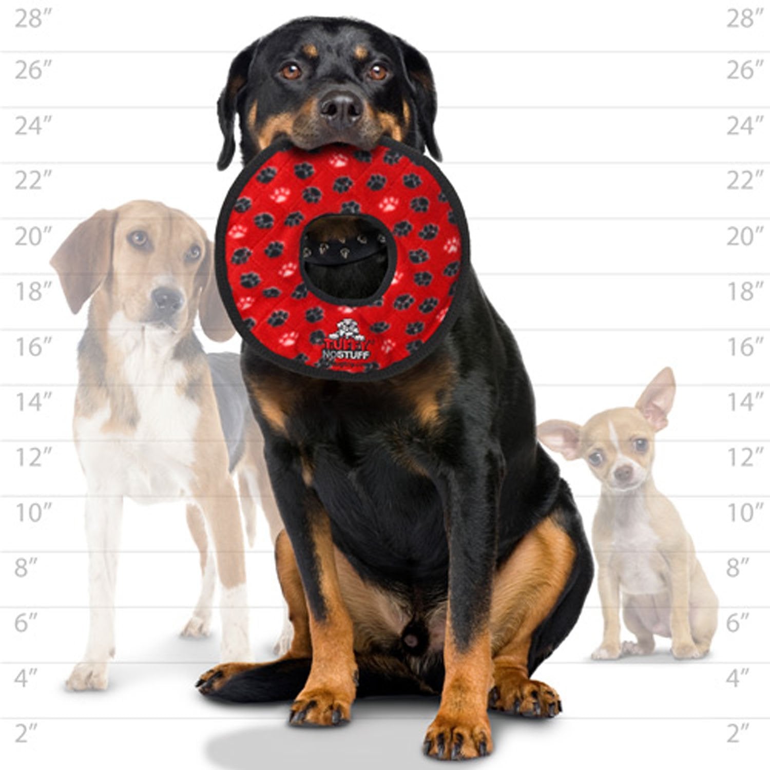 Tuffy - World'S Tuffest Soft Dog Toy - No Stuff Ring - Squeakers - Multiple Layers. Made Durable, Strong & Tough. Interactive Play (Tug, Toss & Fetch). Machine Washable & Floats (Red Paw)