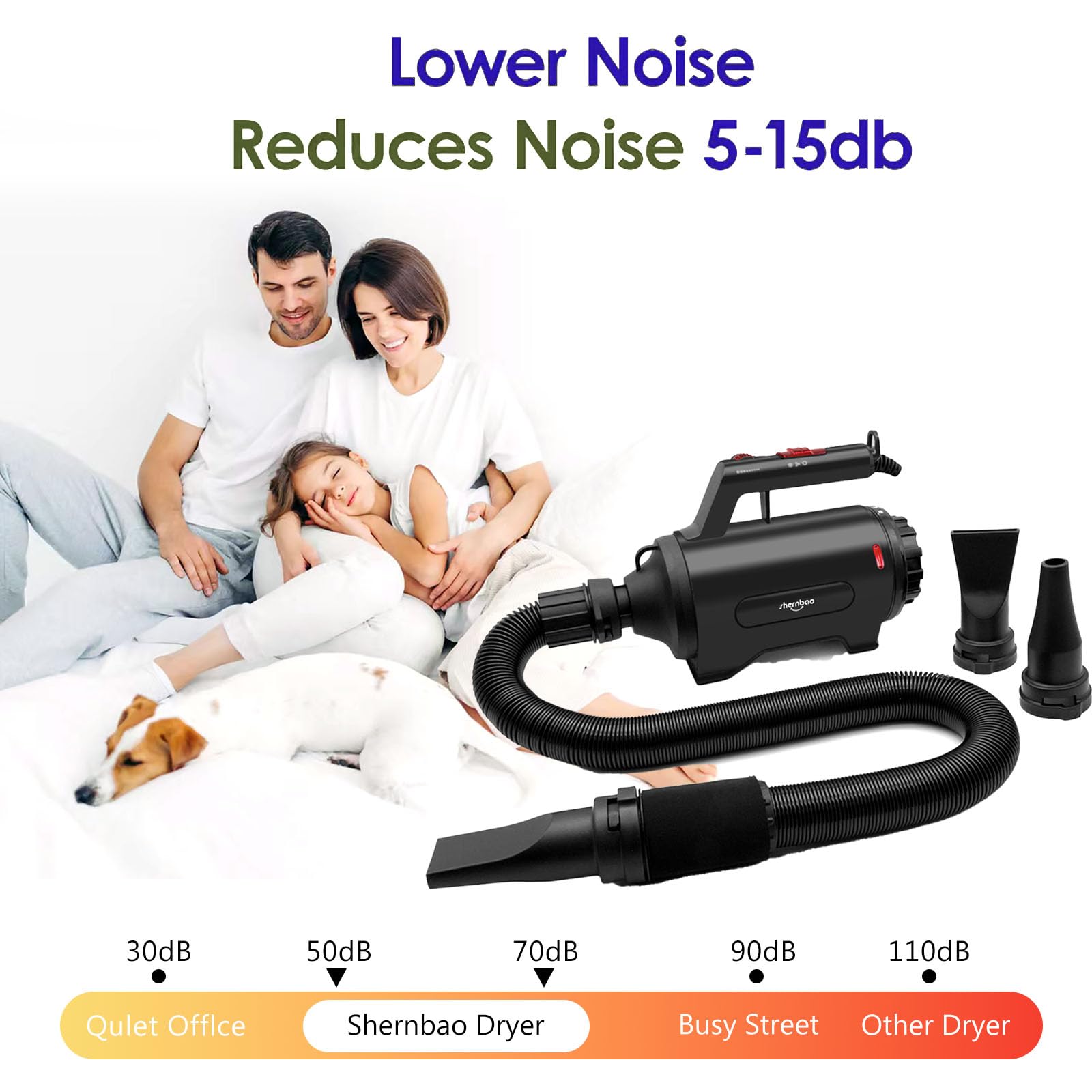 Dog Dryer High Velocity Professional Dog/Pet Grooming Force Hair Dryer/Blower (Smd-06P) (Black)