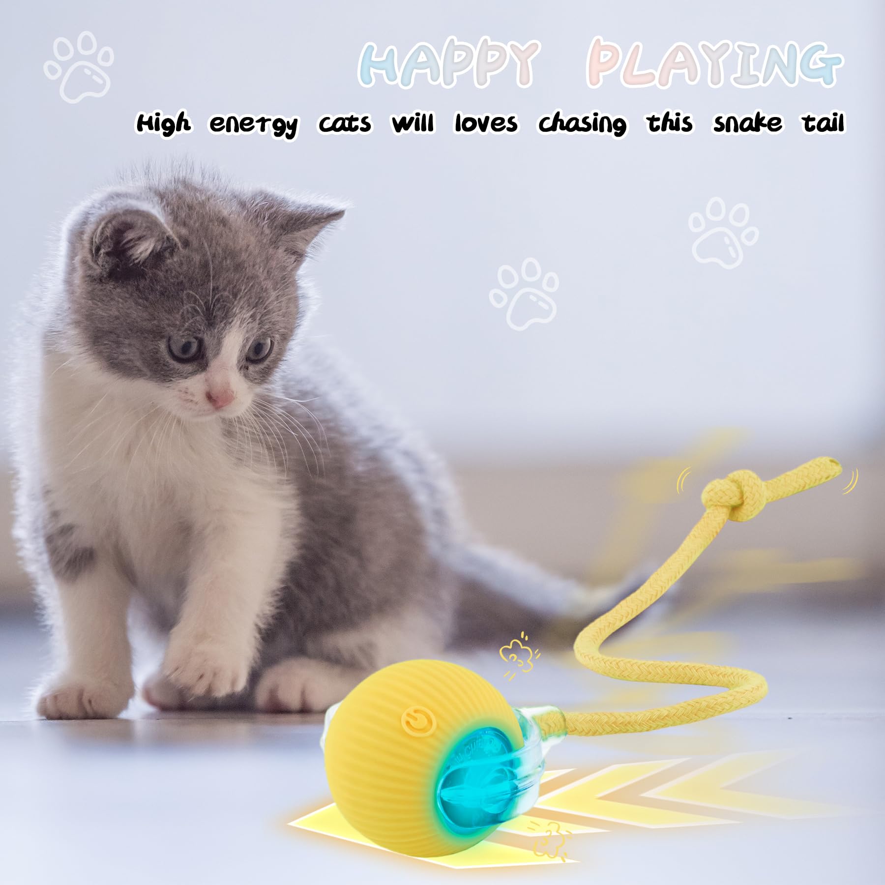 Lelean Automatic Rollie Cat Chase Ball Toy - Smart Interactive Pet Toy With 360 Rotating Motion, Rechargeable & Auto-Rolling Ele