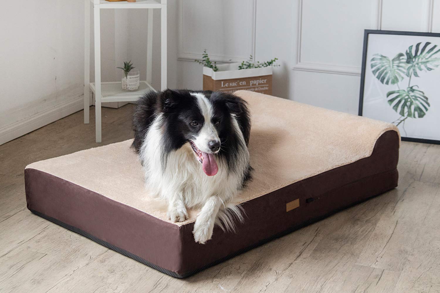KOPEKS Jumbo Orthopedic Dog Bed - 7-inch Thick Memory Foam Pet Bed with Pillow with Removable Cover & Free Waterproof Liner - fo
