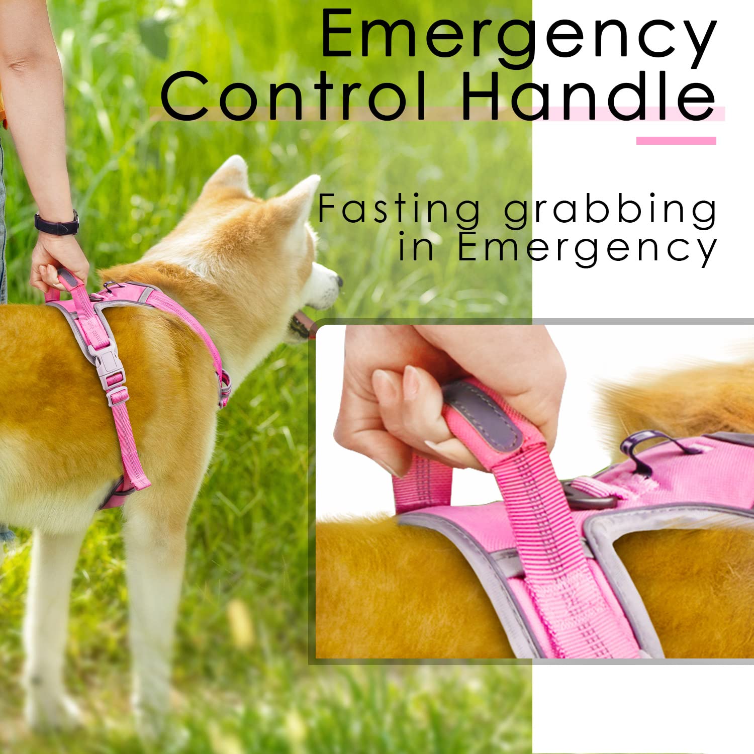 Thinkpet No Pull Harness Breathable Sport Harness With Handle-Dog Harnesses Reflective Adjustable For Medium Large Dogs,Back/Front Clip For Easy Control S Pink