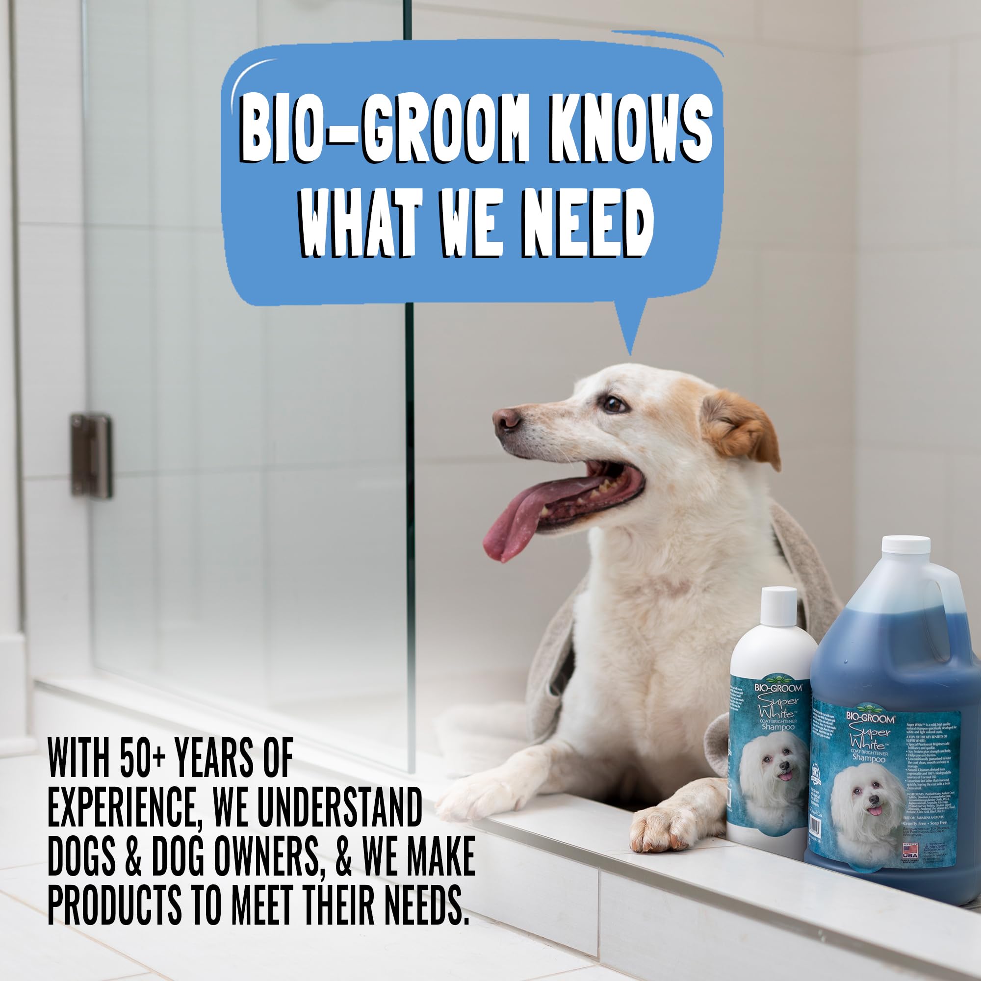 Bio-Groom Super Whitening Dog Shampoo – Whitening Pet Shampoo, Dog Bathing Supplies, Puppy Wash, Dog Grooming Supplies, Cruelty-Free – 12 Fl Oz 1-Pack