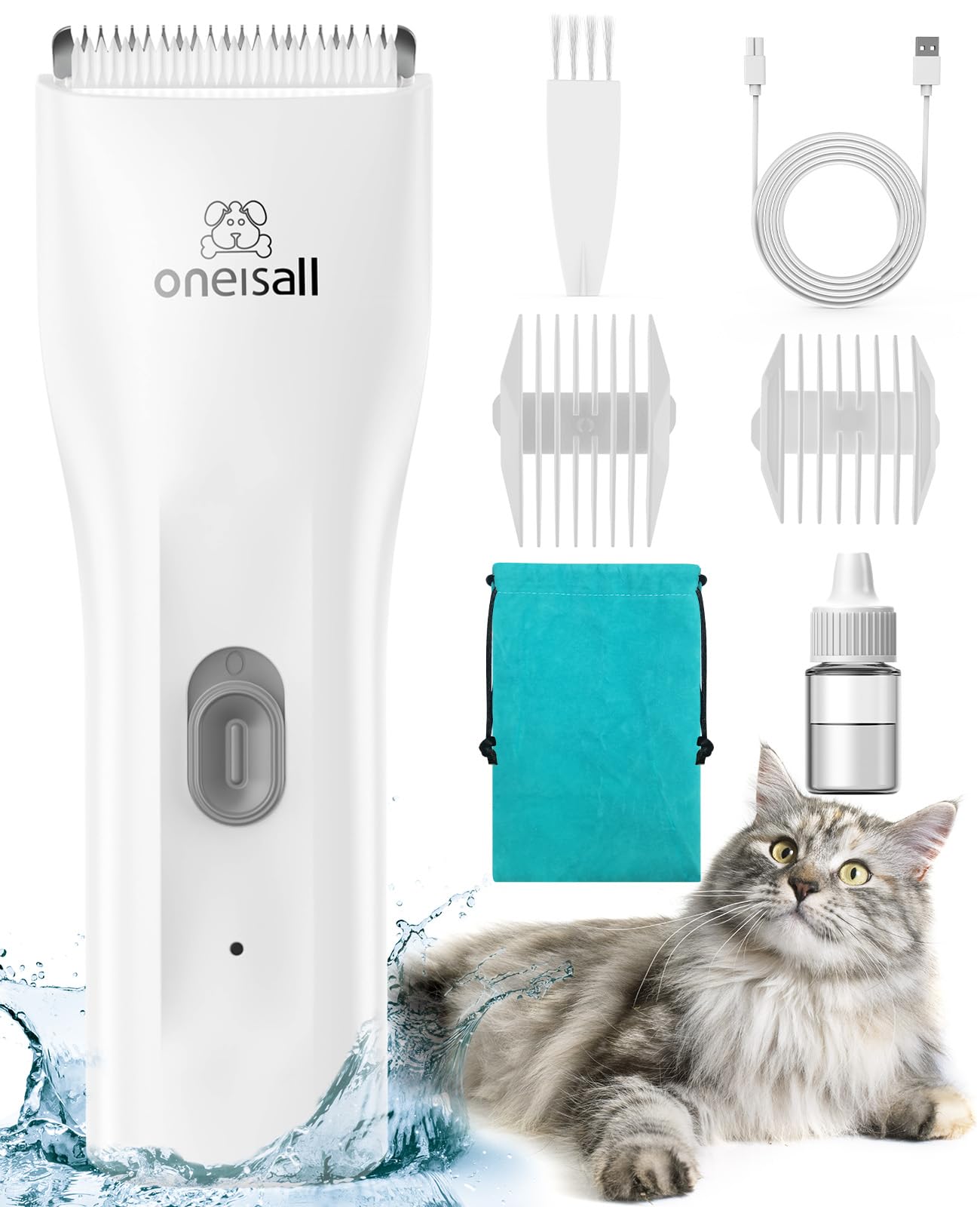 Oneisall Pet Clipper For Cat Matted Hair, Pet Shaver For Cats Quiet Pet Hair Clippers Cordless Cat Clippers For Matted Hair Cat Clippers For Long Hair