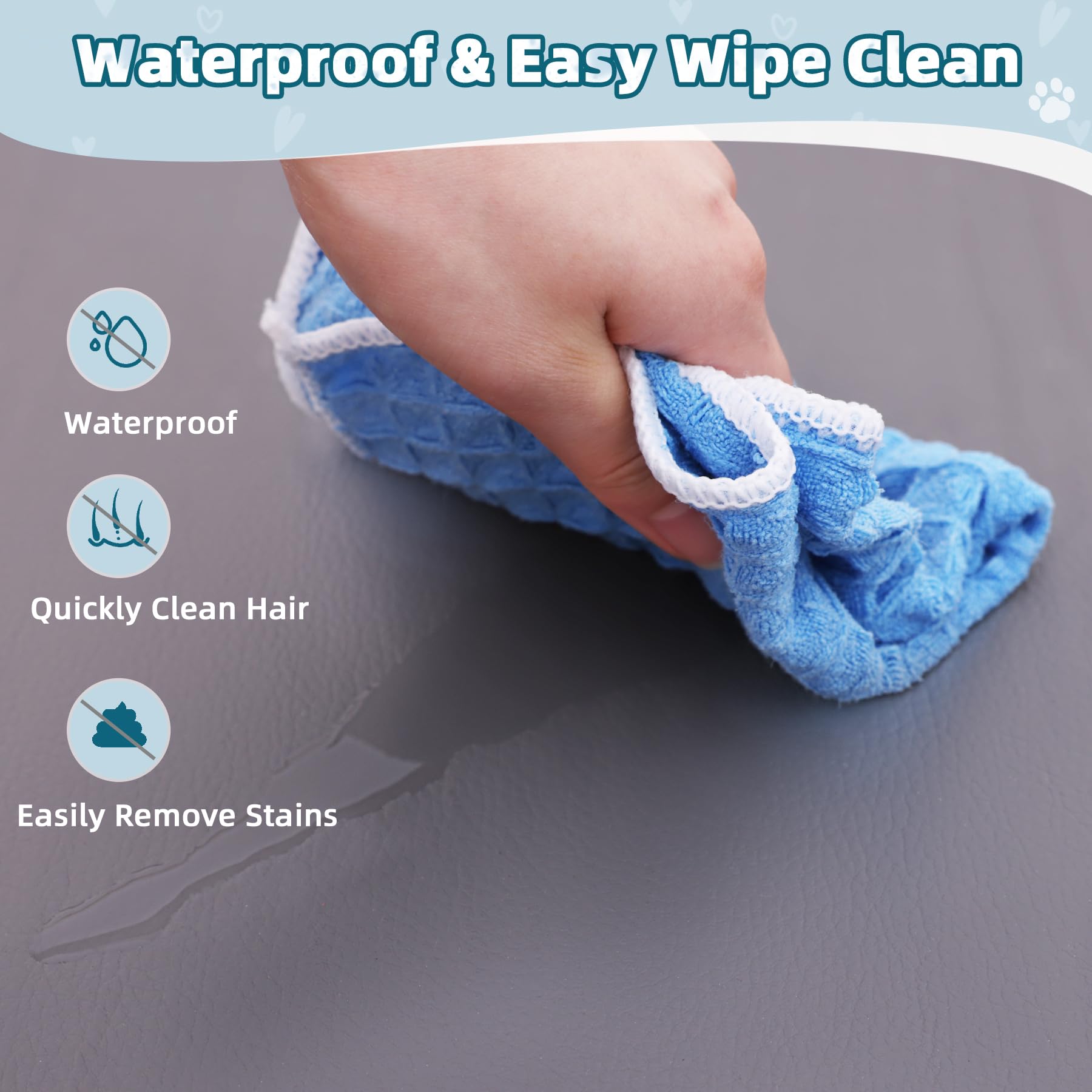 WAYIMPRESS Large Dog Crate Pad Bed, Waterproof 41"x27"x1.2", Graphite Grey, High Resilience Foam, Anti-Slip, Easy Clean