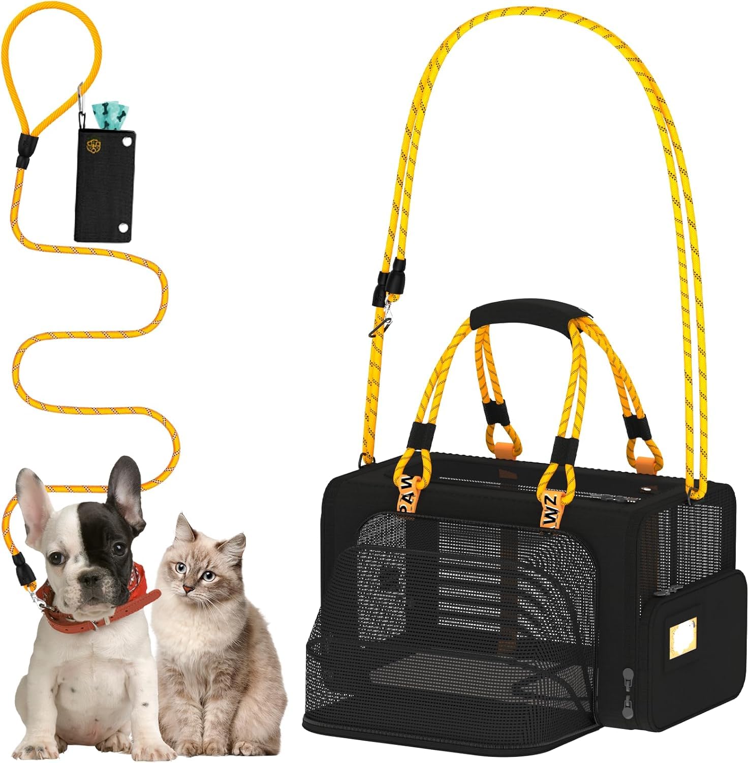 PAWZIDEA Expandable Pet Carrier with ID Card, 18"x11"x11" Airline Approved SoftSided Travel Bag, TSA UnderSeat Cat Carrier for