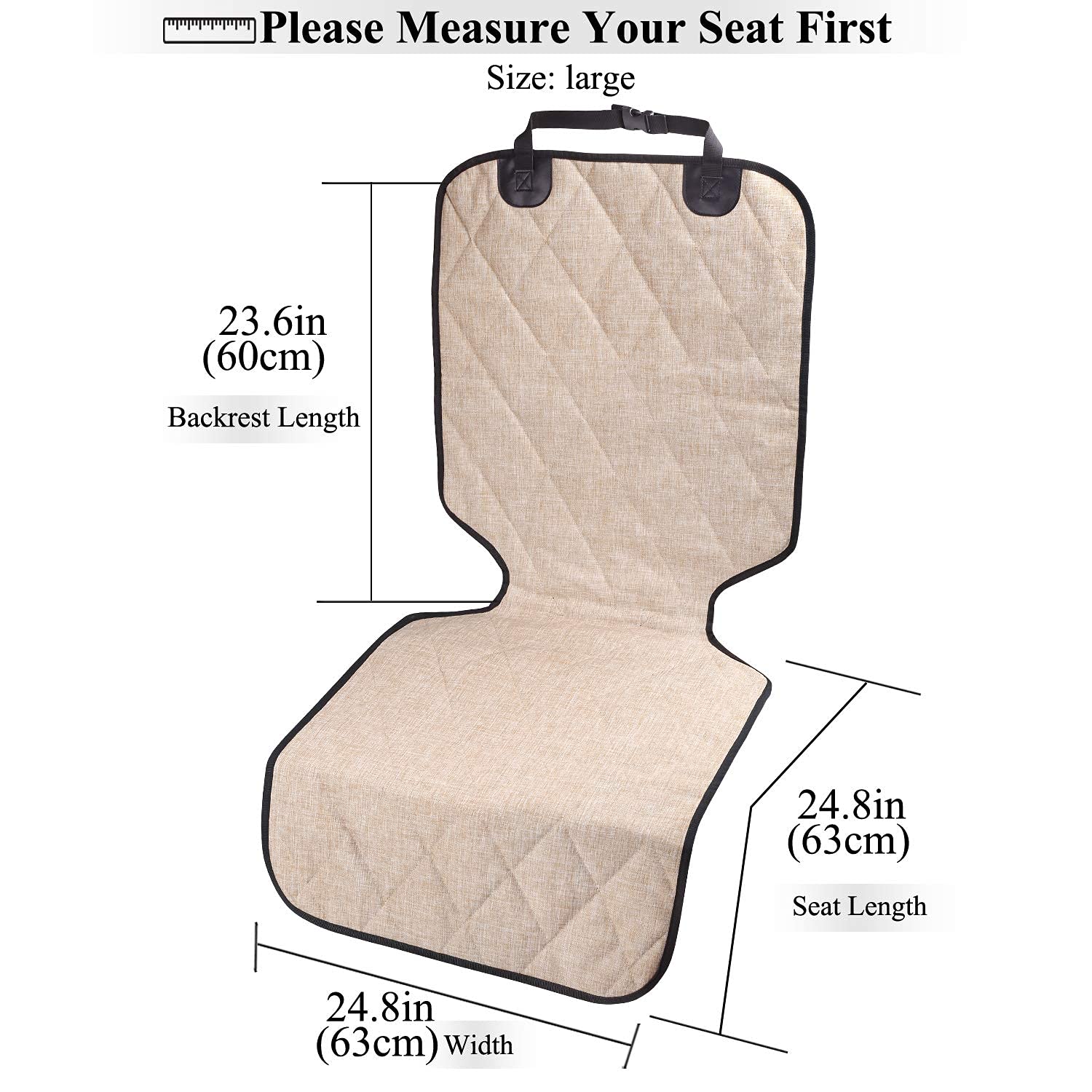 Vivaglory Front Dog Seat Covers, 1Pack No-Skirt Design 4 Layers Quilted & Durable 600D Oxford Nonslip Seat Cover For Dog For Mos