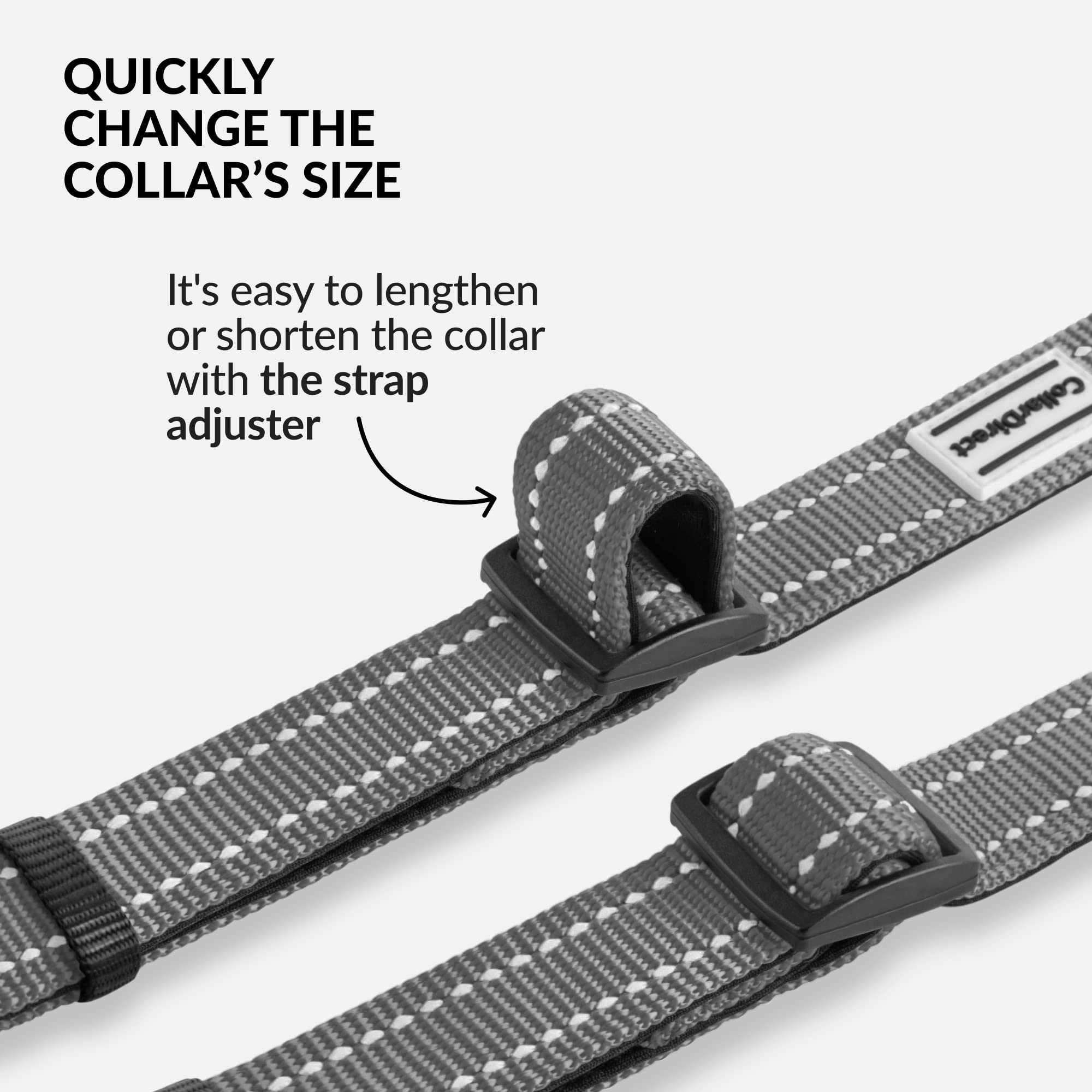 Collardirect Reflective Padded Dog Collar For A Small, Medium, Large Dog Or Puppy With A Quick Release Buckle - Boy And Girl - Nylon Suitable For Swimming (14-18 Inch, Grey)