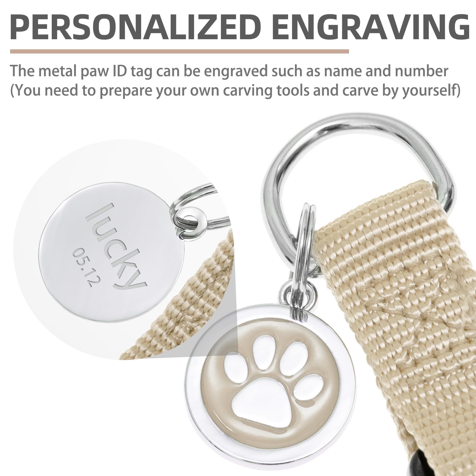 Pupteck No Pull Dog Harness Soft Adjustable Basic Nylon Step In Puppy Vest Outdoor Walking With Id Tag, Cream, Xs