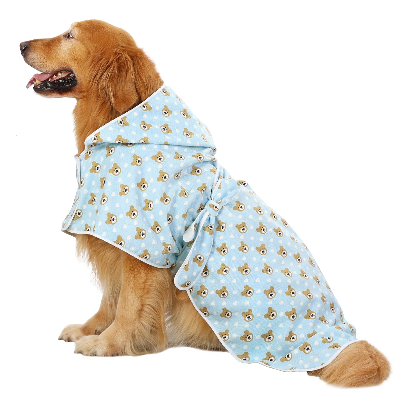 Hde Dog Bathrobe Super Absorbent Quick Drying Towel With Hood For All Dog Breeds Sizes S-Xxl - Teddy Bears - Xxl