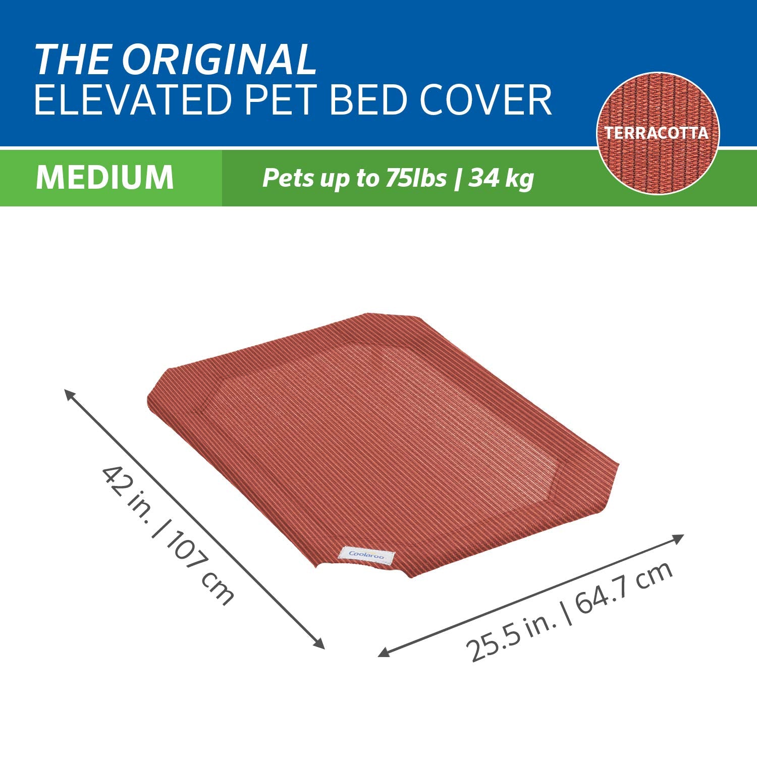 Original Pet Bed Replacement Cover - Terracotta - Medium (35' X 25.5')