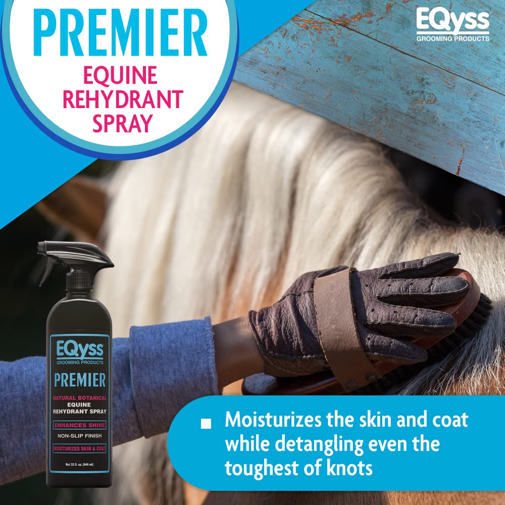 EQyss Premier Equine Horse Spray - Moisturizes Skin and Coat, Enhances Shine and Detangles, Prevents Dry Skin - Non-slip, Repels