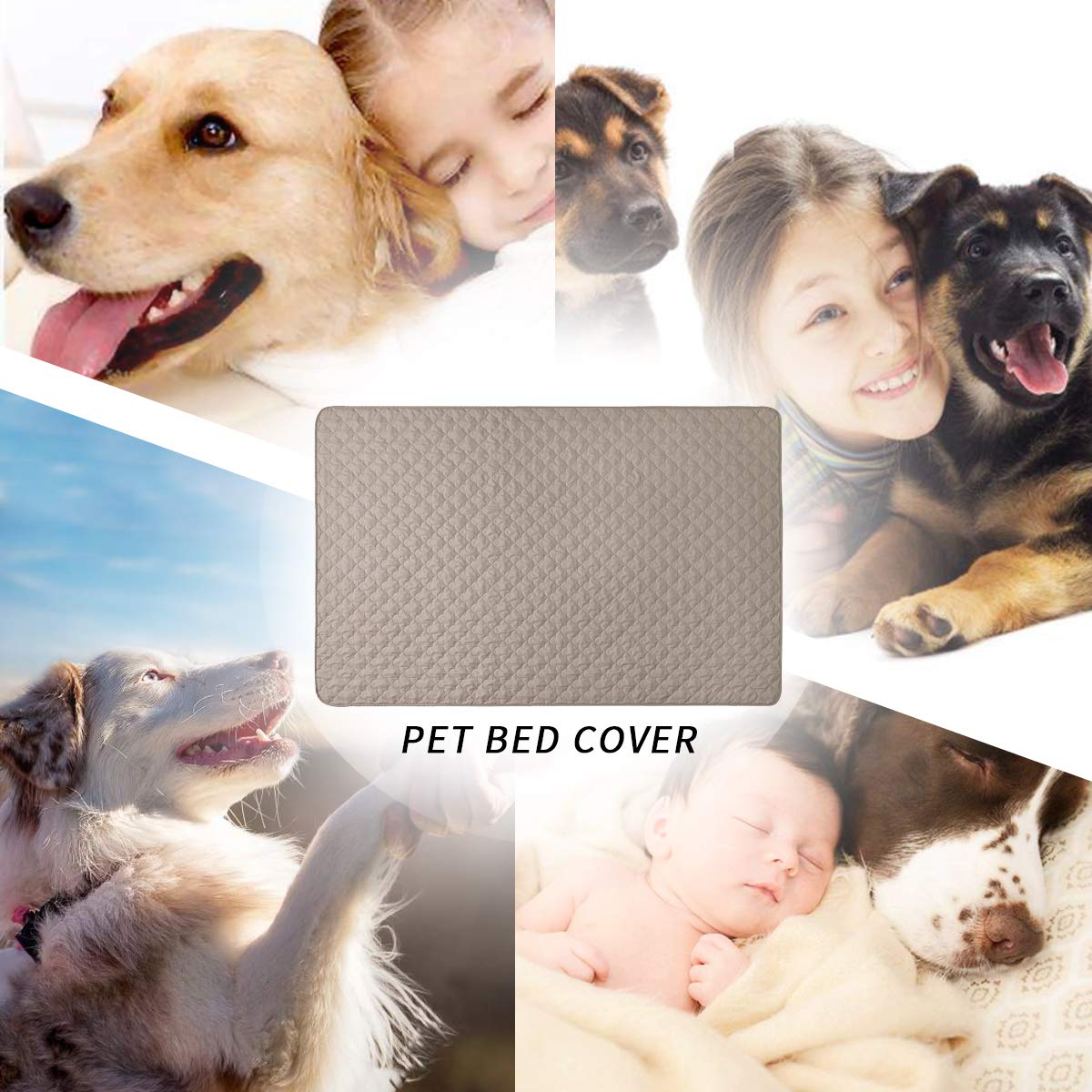 Dog Blankets for Couch Protection Waterproof Dog Bed Covers Pet Blanket Furniture Protector (Beige+Sand, 82x108)