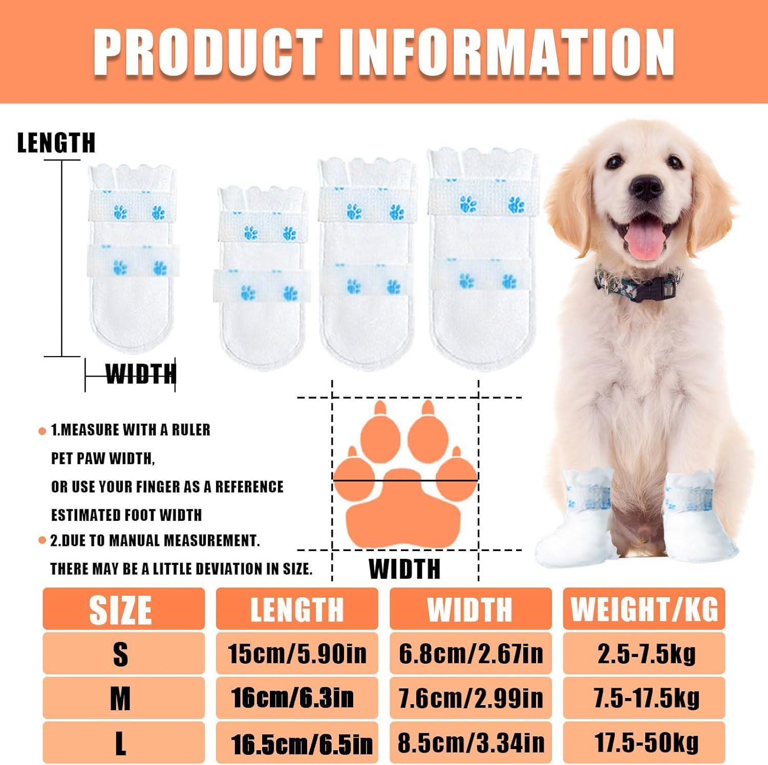 Disposable Dog Boots For Paw Protection, 20 Pcs Pet Shoes With Adjustable Self-Adhesive Bandage, Dog Disposable Foot Covers For