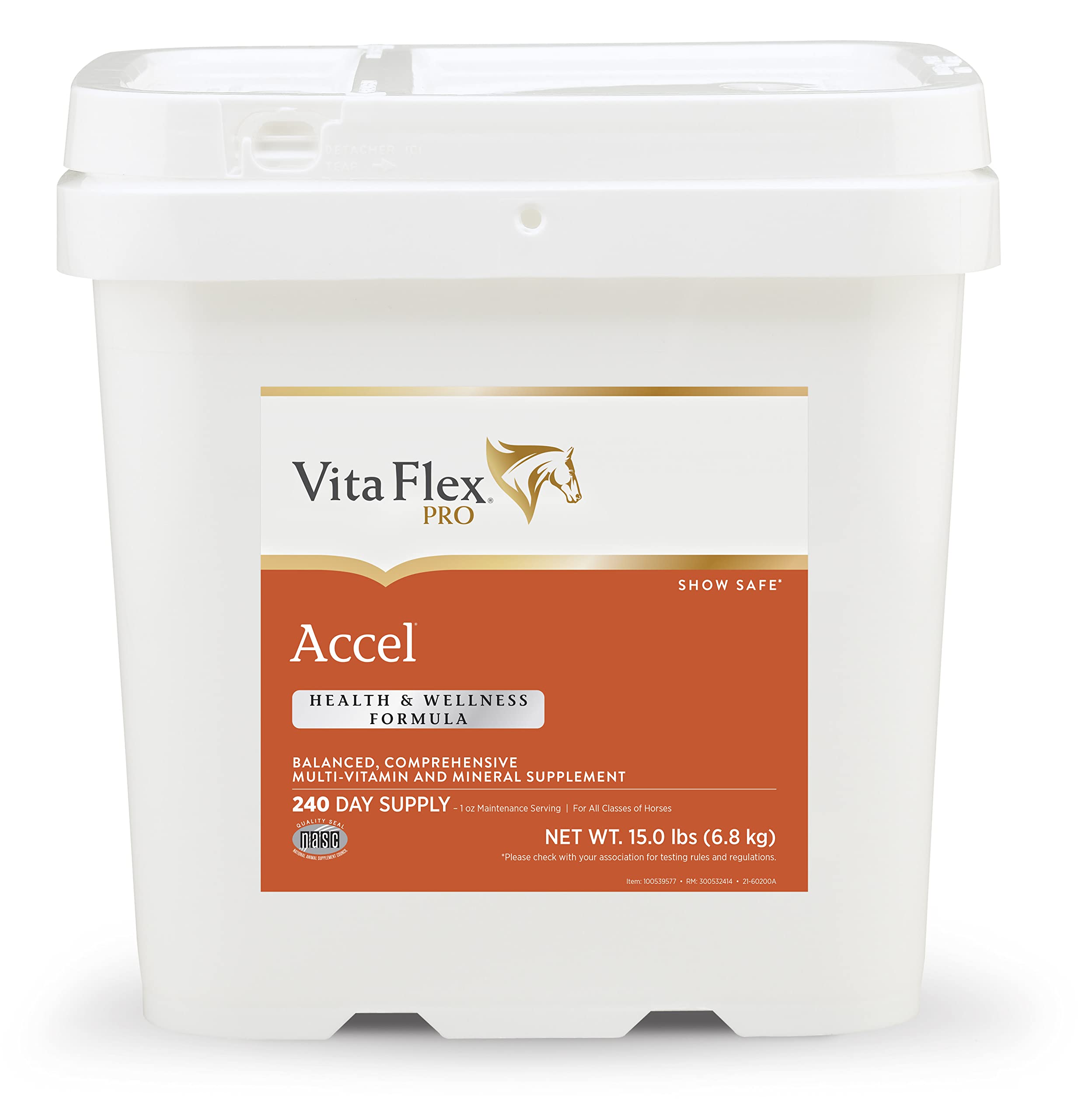 Vita Flex Pro Accel Health & Wellness Formula, Horse Supplement, 15 Pounds, 240-Day Supply
